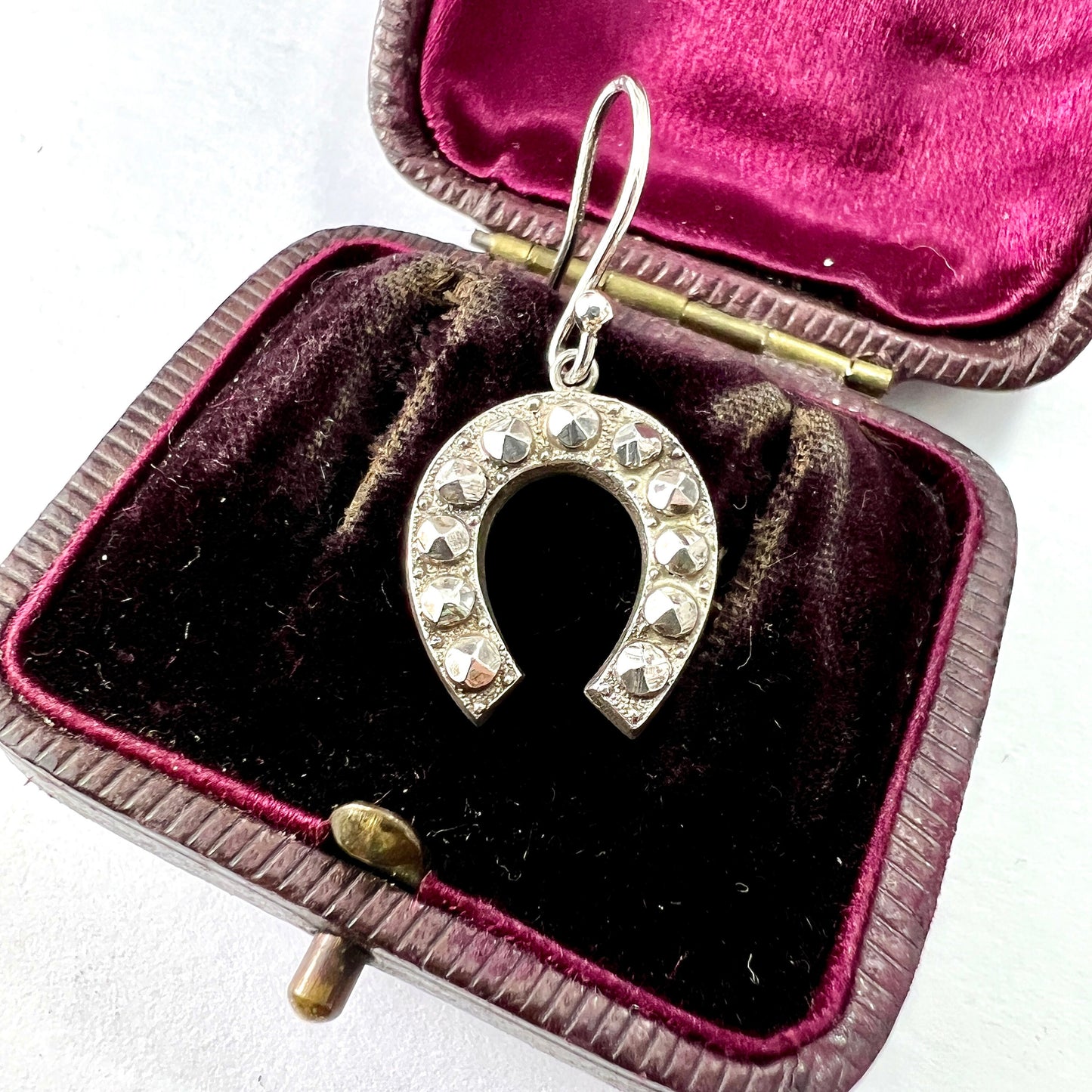 Single Earring • Victorian Silver Studded Lucky Horseshoe