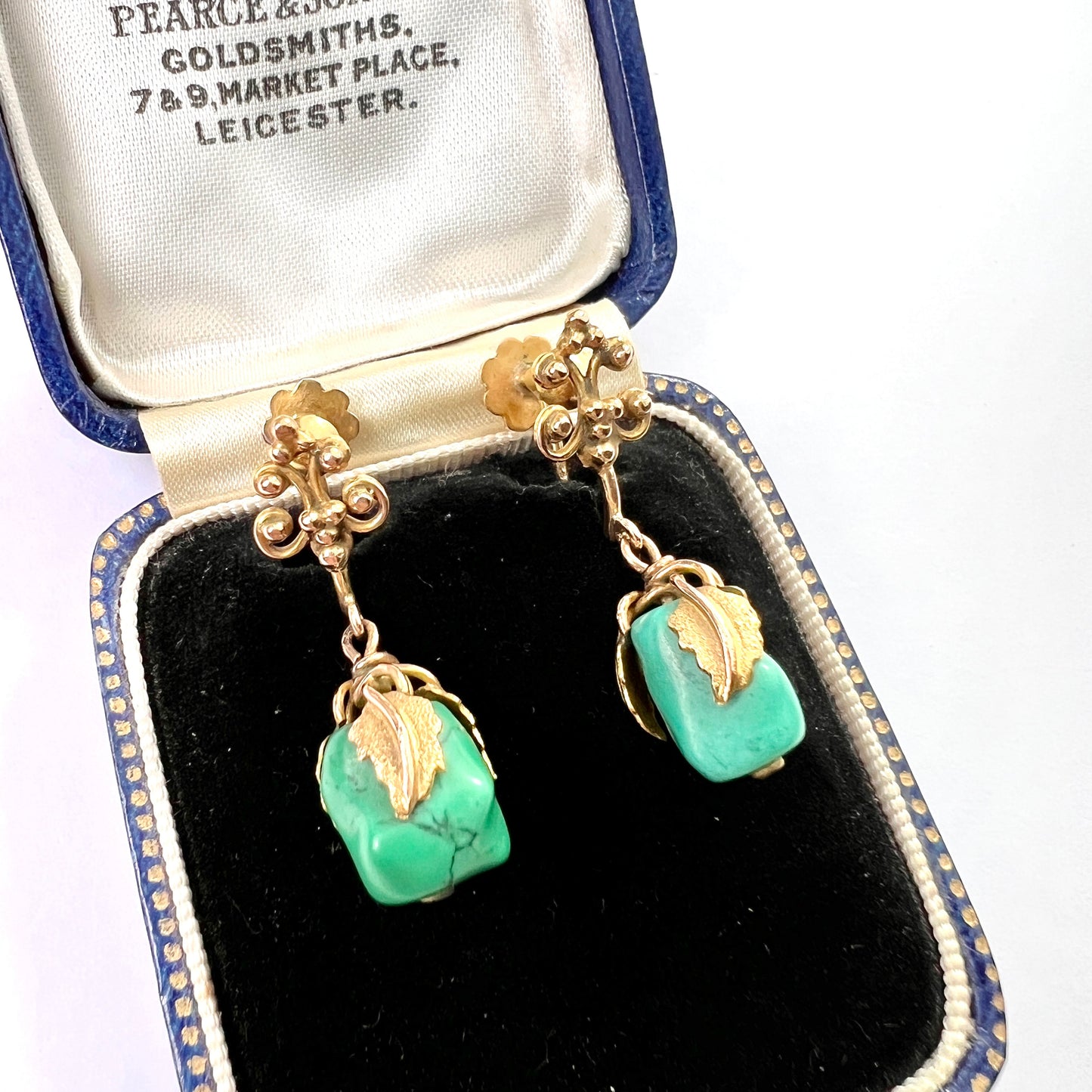 Victorian 12CT Gold Turquoise Nugget Screwback Earrings