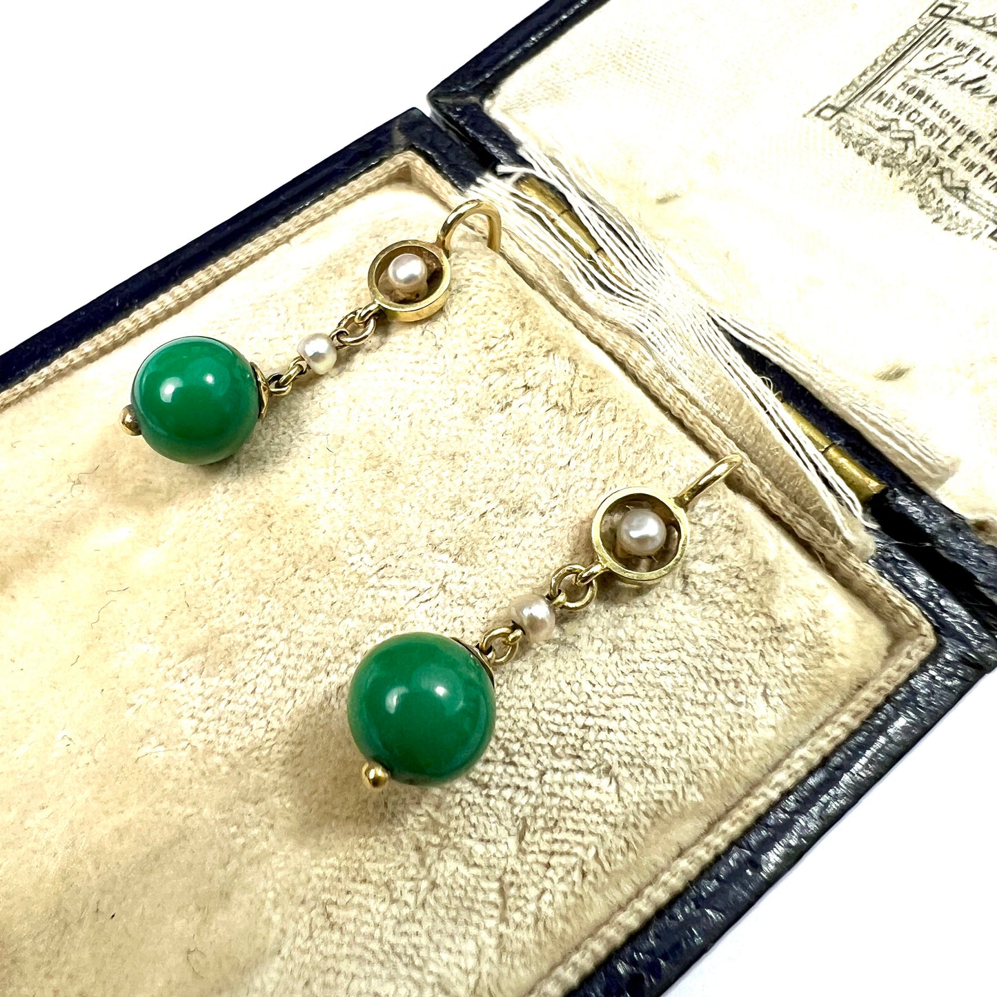 RESERVED for J • Victorian 15CT Gold Turquoise and Pearl Drop Earrings