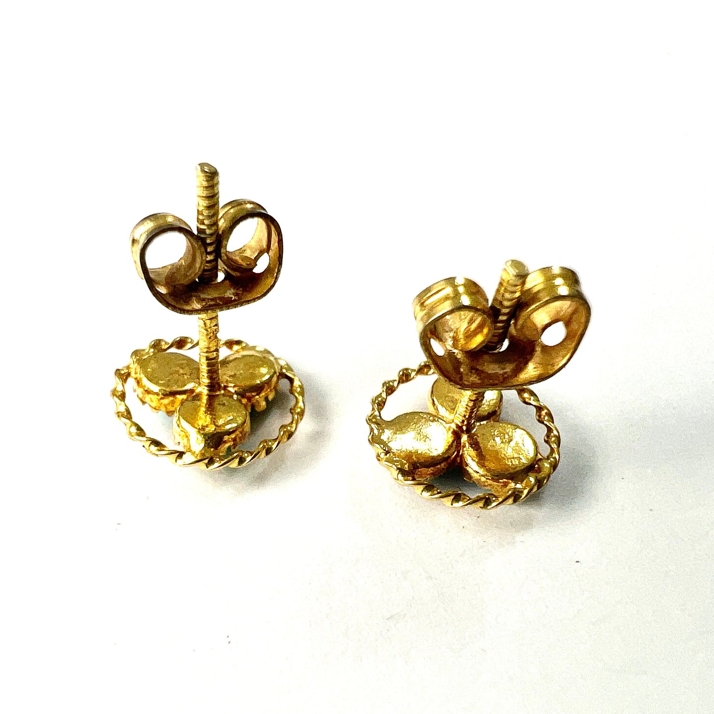Vintage 18CT Gold Turquoise Trefoil Stud Earrings