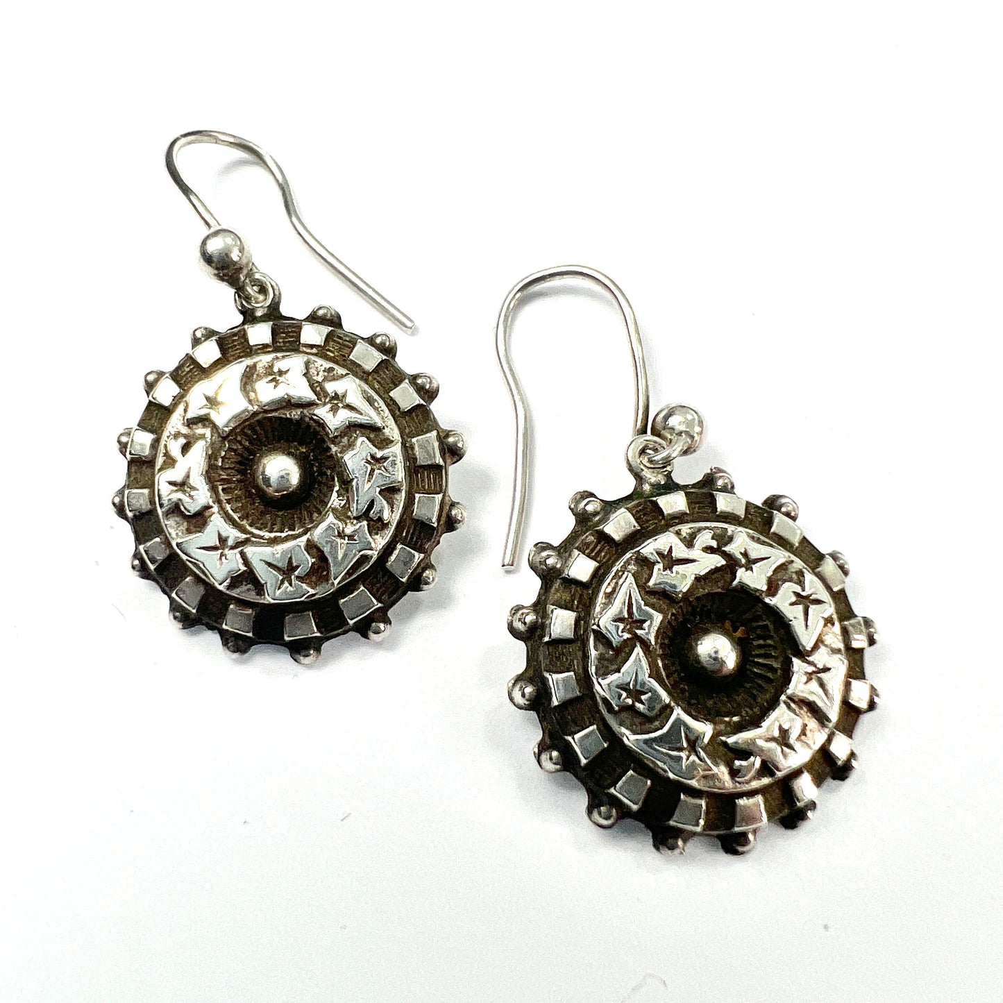 Victorian Aesthetic Period Silver Ivy Leaf Earrings