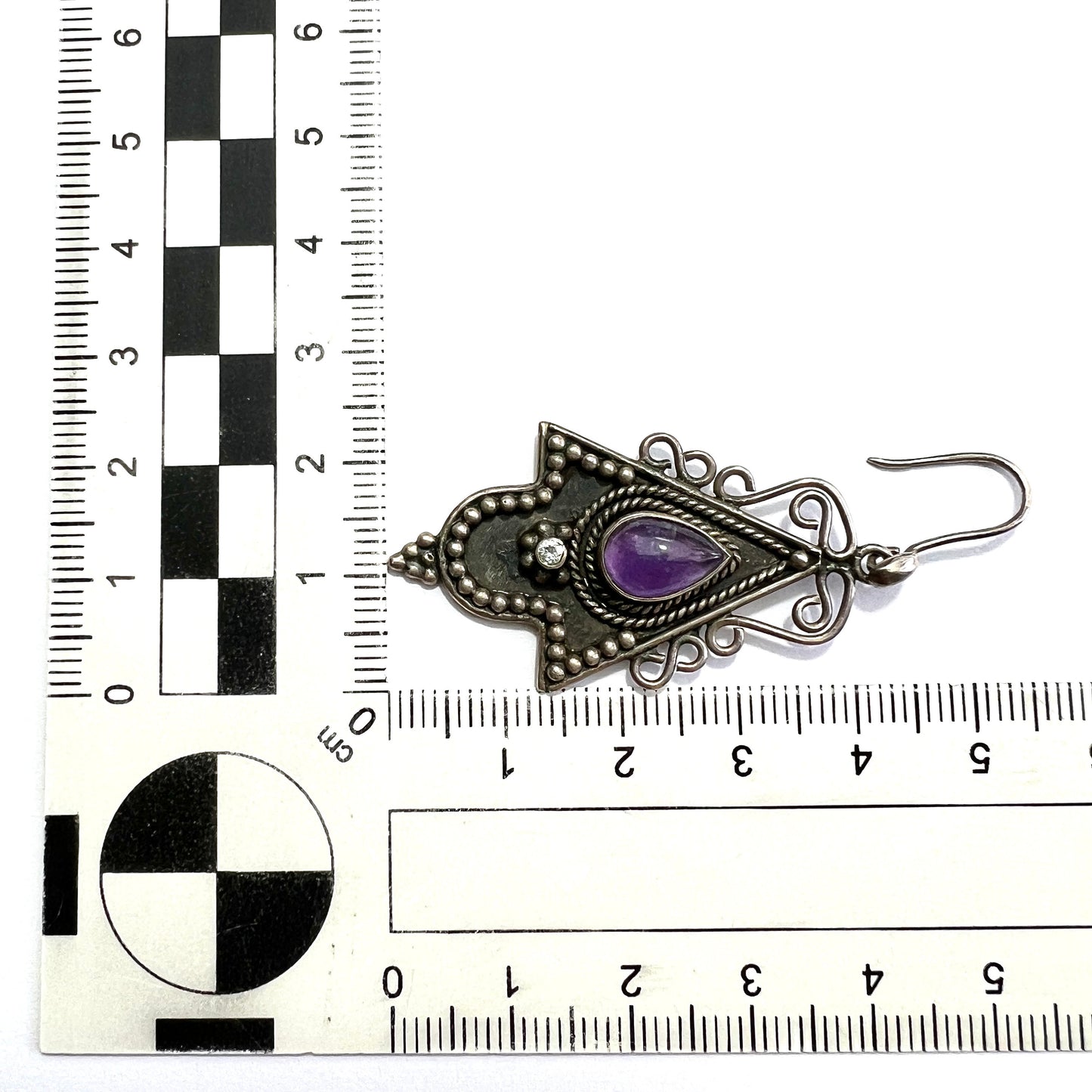 Vintage Indian Amethyst Silver Drop Earrings