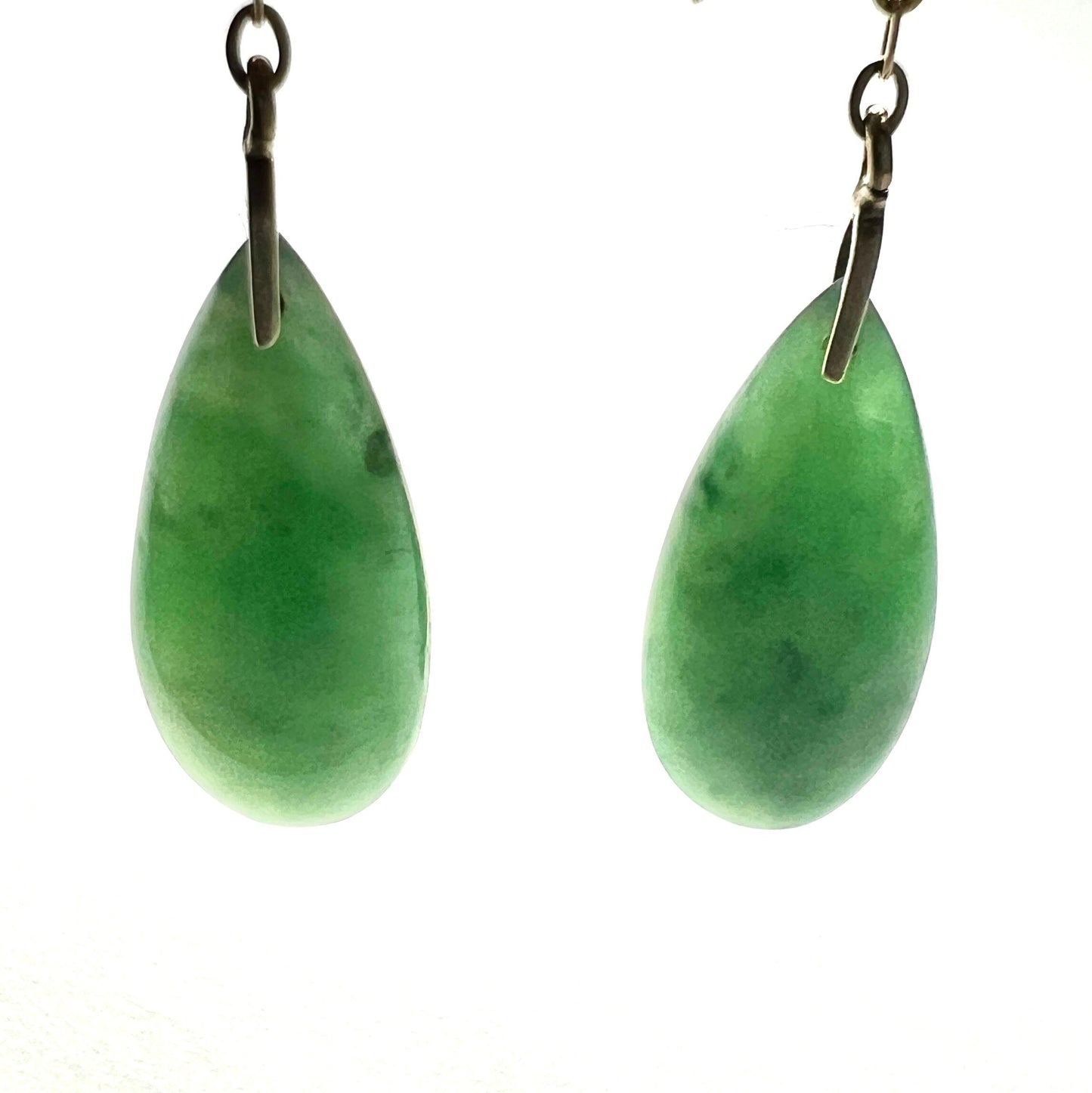 Edwardian 9CT Gold Jade Chain Drop Earrings