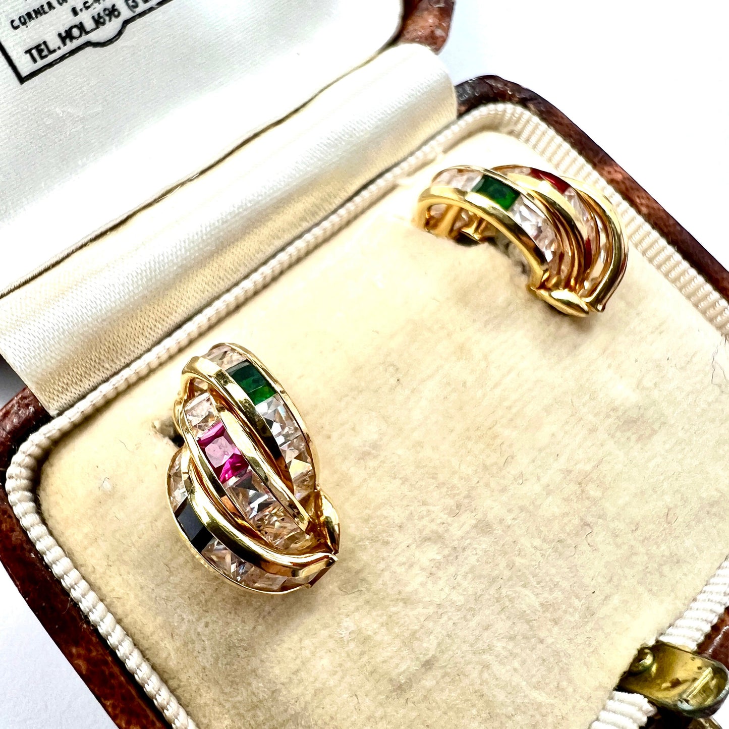 Vintage 18CT Gold Triple Hoop Huggie Earrings