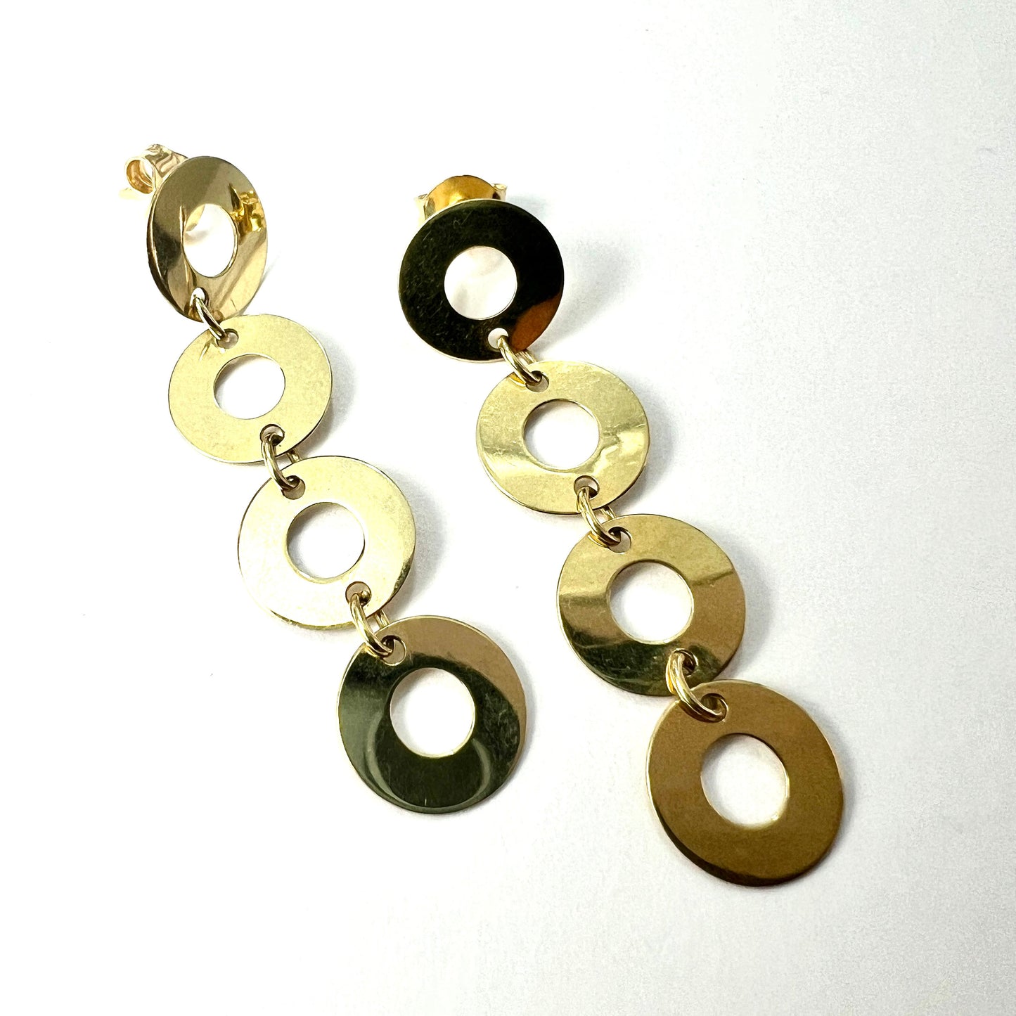 Vintage 9CT Gold Disc Chain Earrings