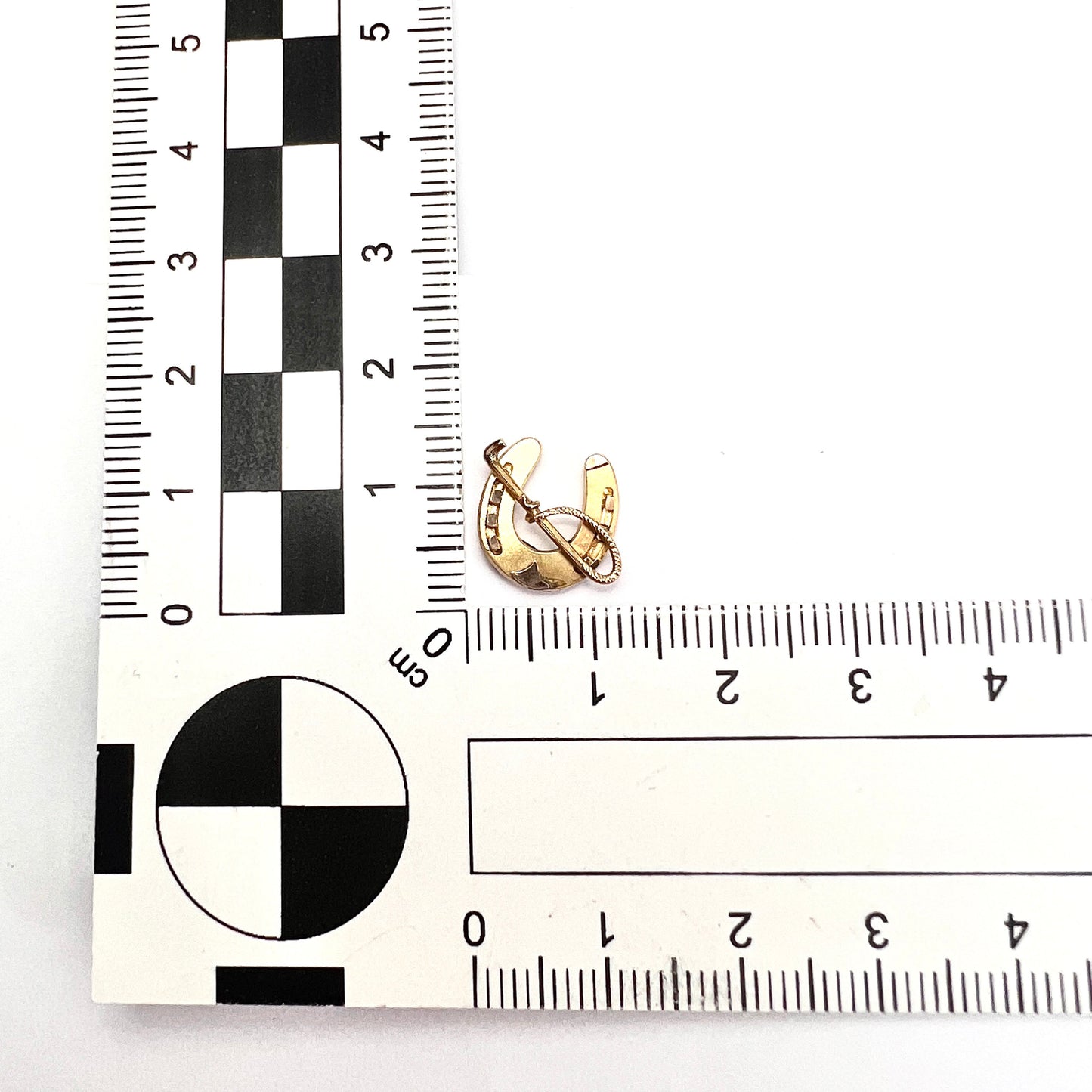 Victorian Lucky Horseshoe and Crop Solid Gold Stud Earrings