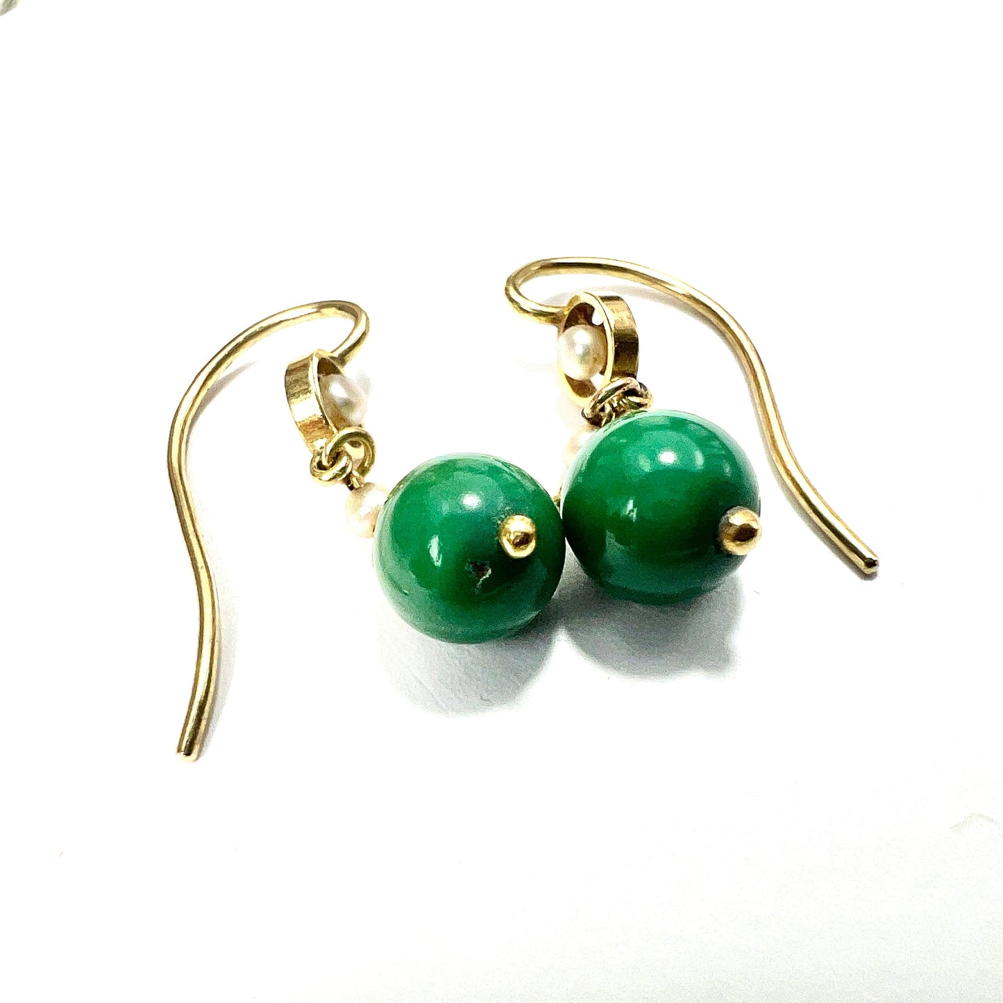RESERVED for J • Victorian 15CT Gold Turquoise and Pearl Drop Earrings