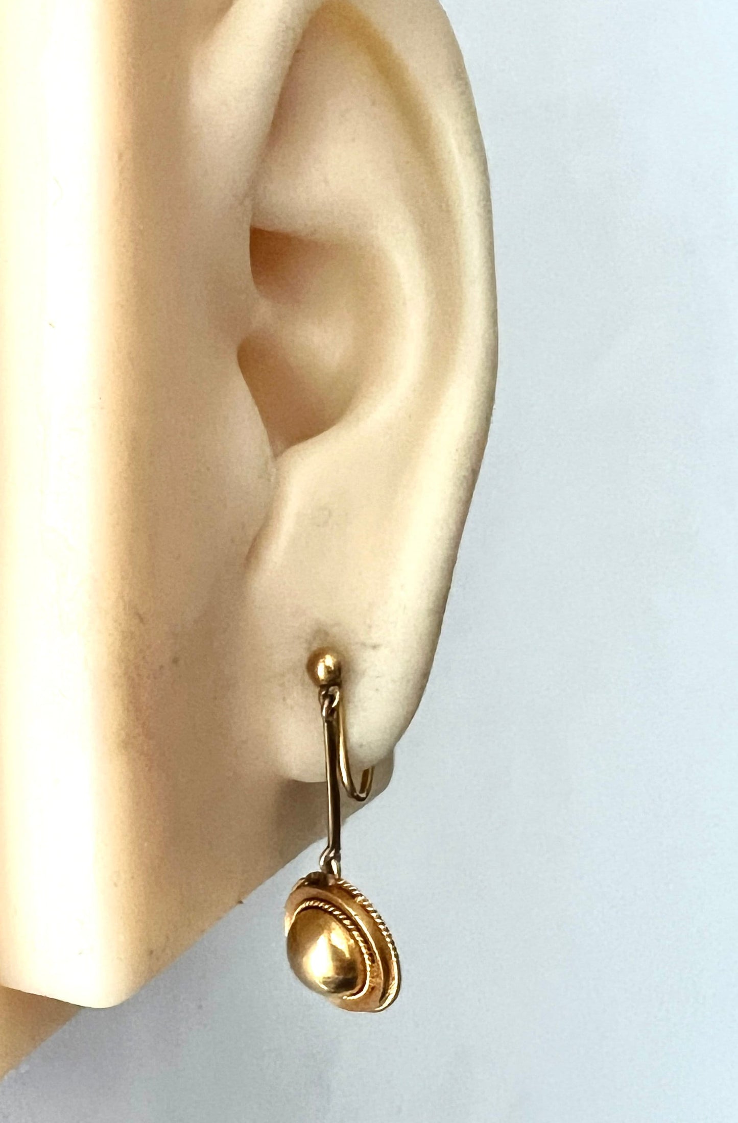 Victorian Gold Dome Drop Screwback Earrings