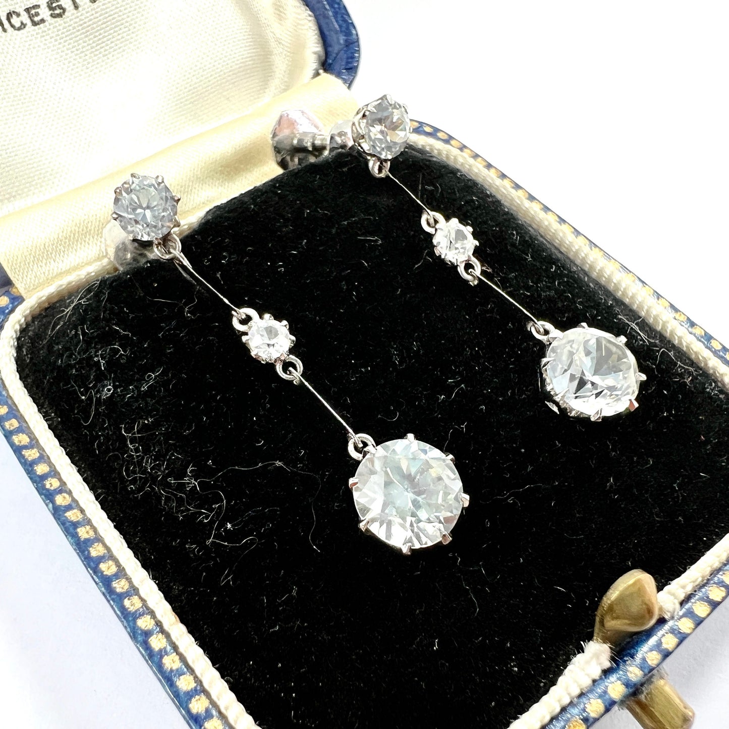 Art Deco Zircon 9CT White Gold Screwback Earrings