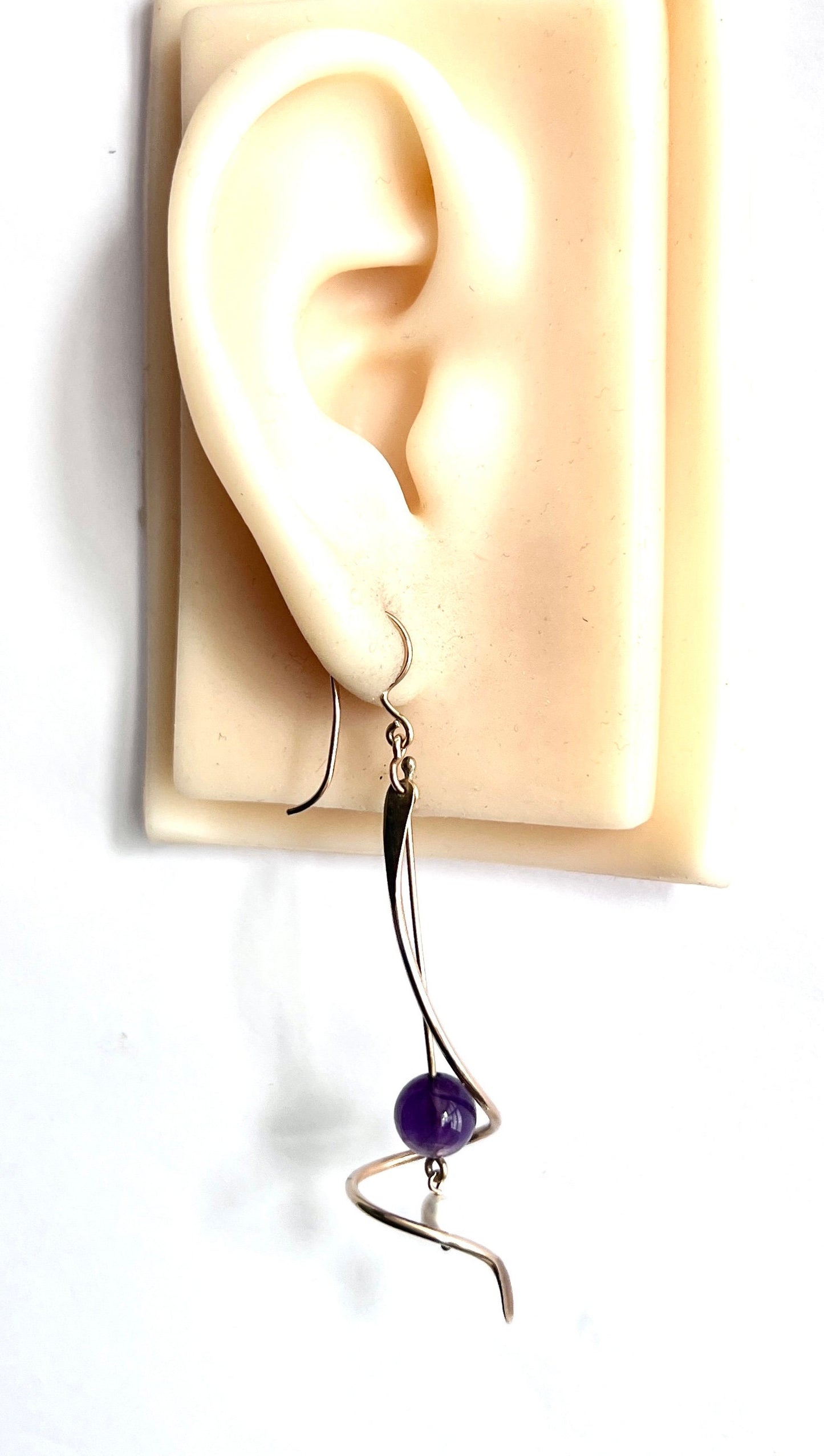 Large Vintage Amethyst and Pearl 9CT Gold Arabesque Earrings