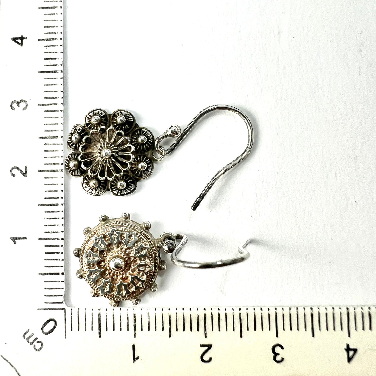 Victorian Mismatch Aesthetic Period Silver Wheel Earrings