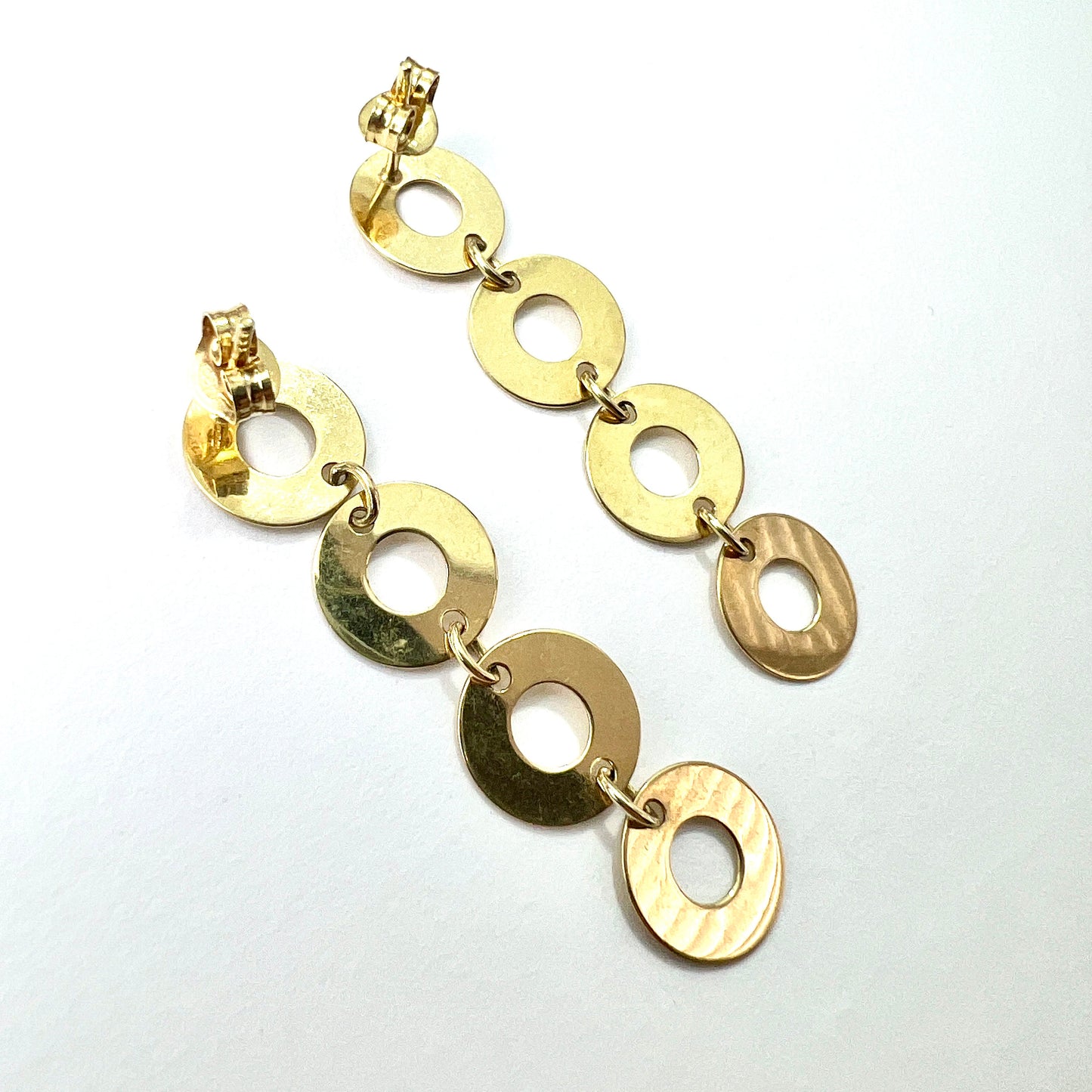 Vintage 9CT Gold Disc Chain Earrings