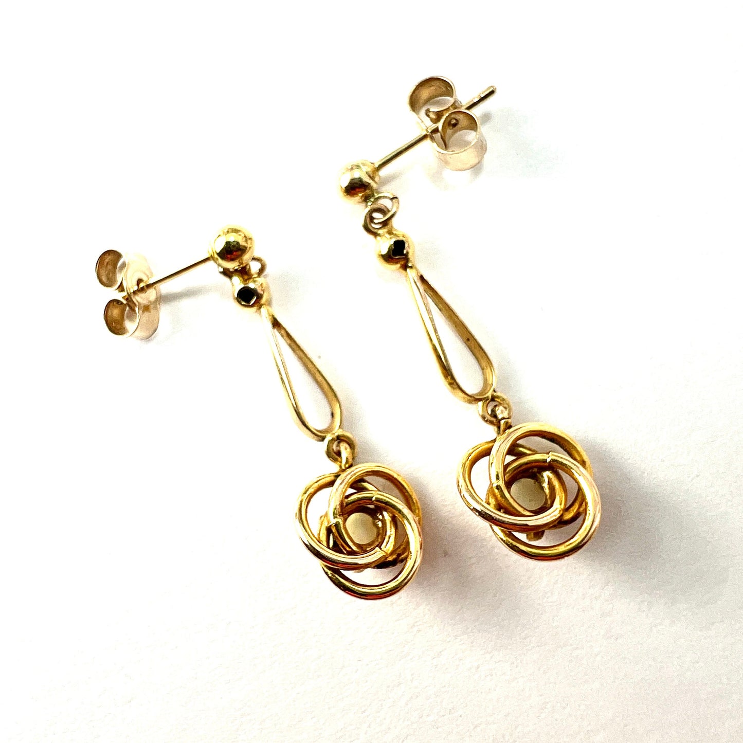 Vintage 9CT Gold Knot Opal Teardrop Earrings