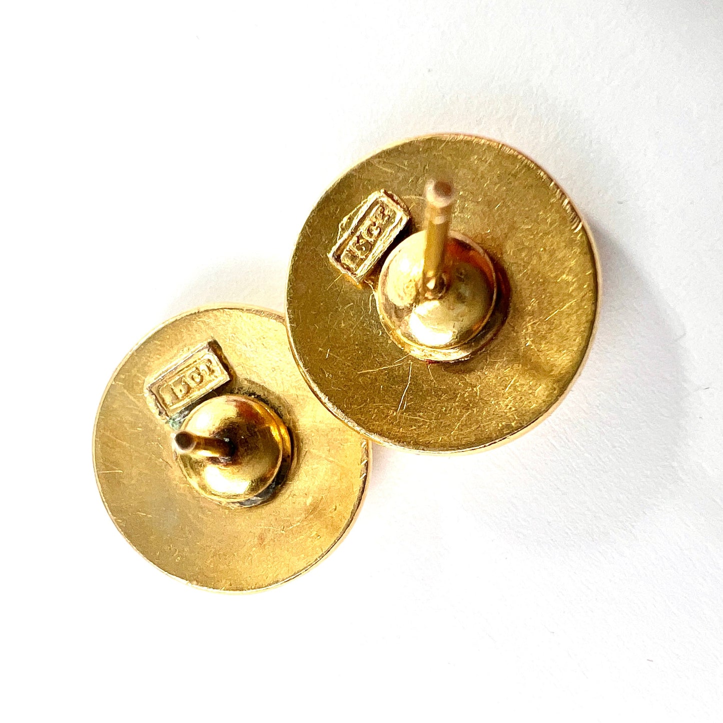 Victorian 15CT Gold Cherub Button Stud Earrings