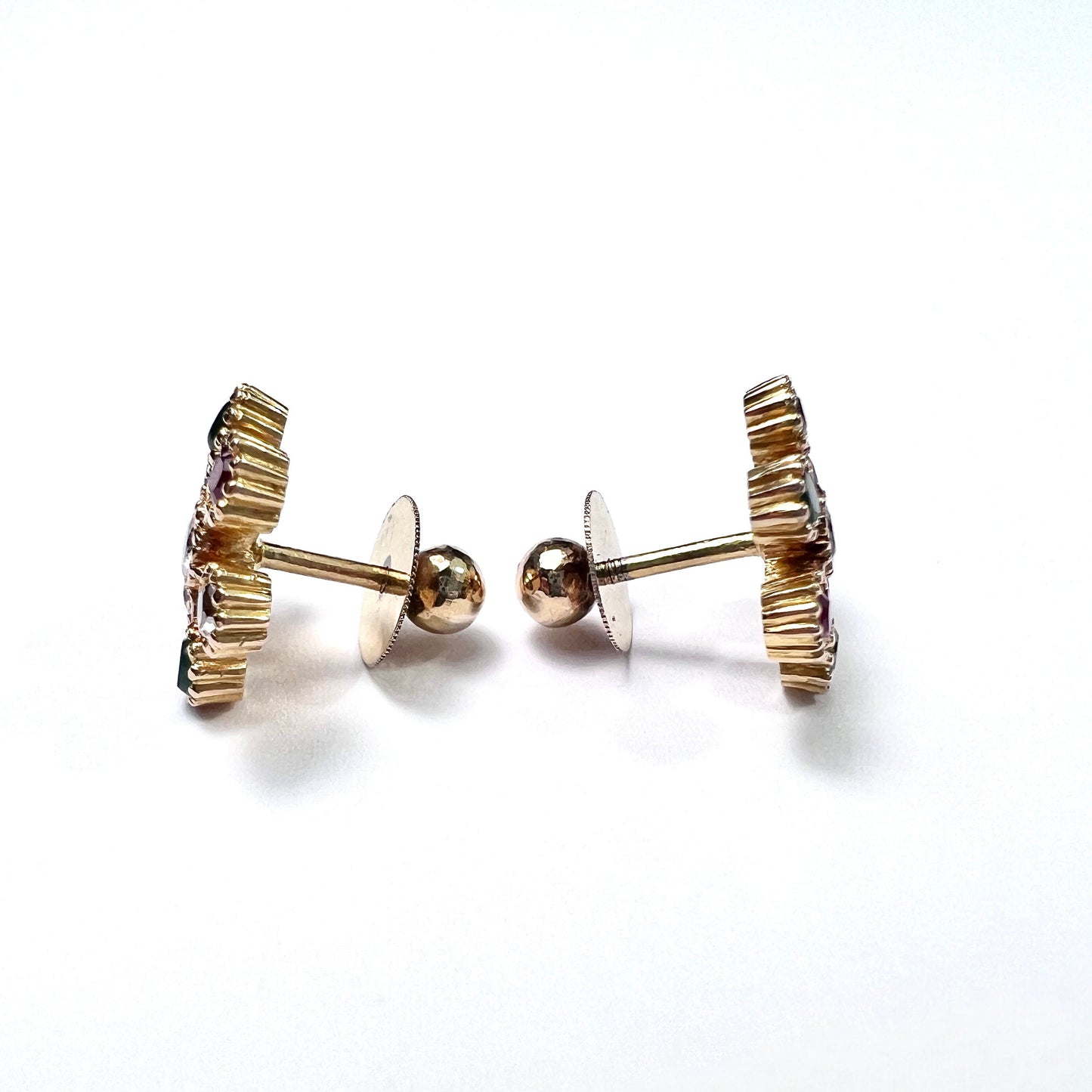 Vintage 18CT Gold Gemstone Sputnik Earrings