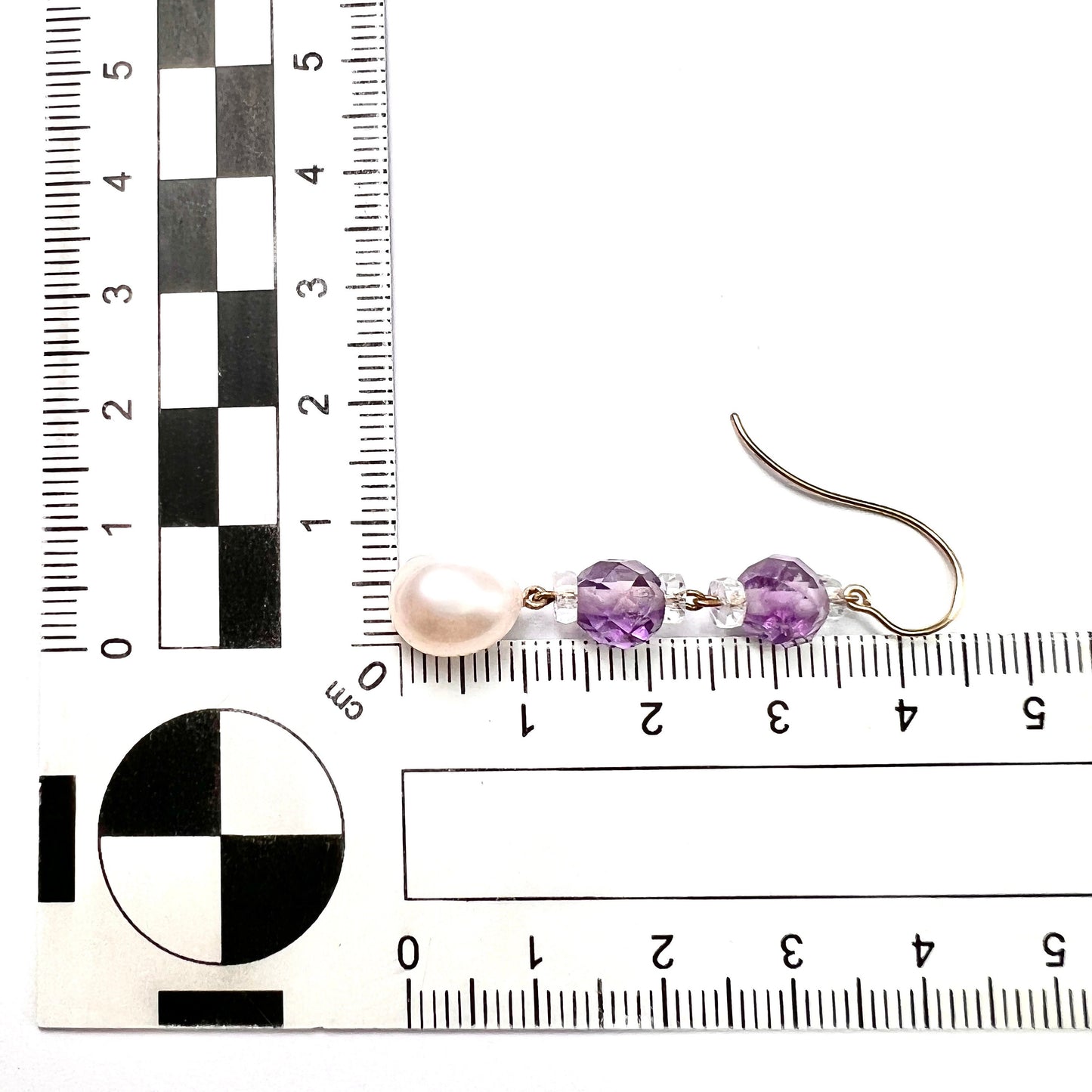Edwardian Amethyst and Crystal Bead Pearl Drop Earrings in 9CT Gold
