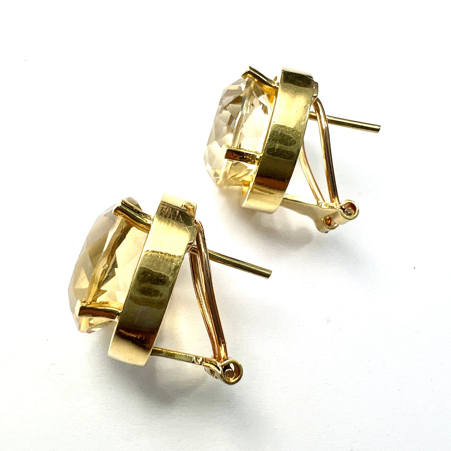 Vintage 18CT Gold Citrine Omega Earrings