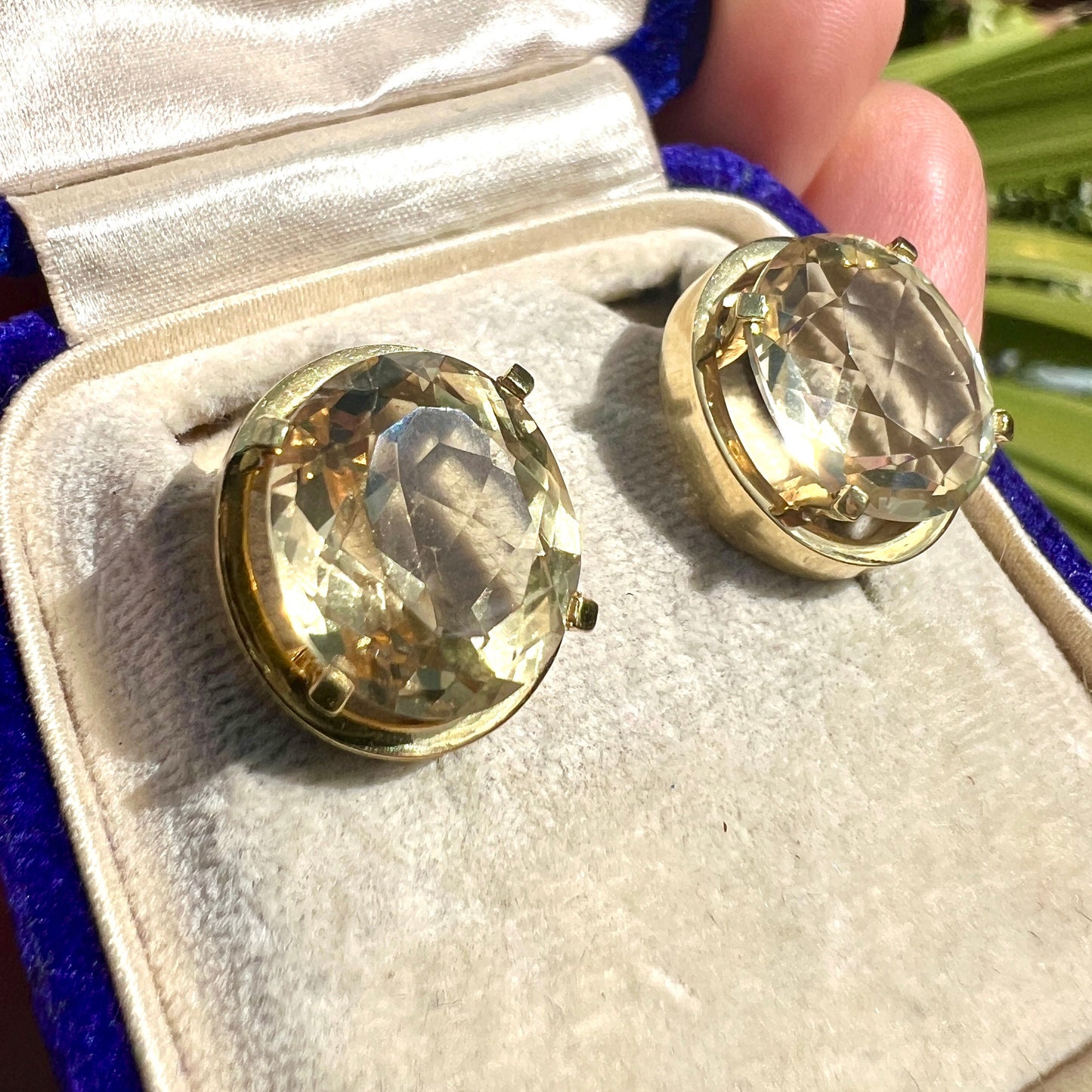 Vintage 18CT Gold Citrine Omega Earrings