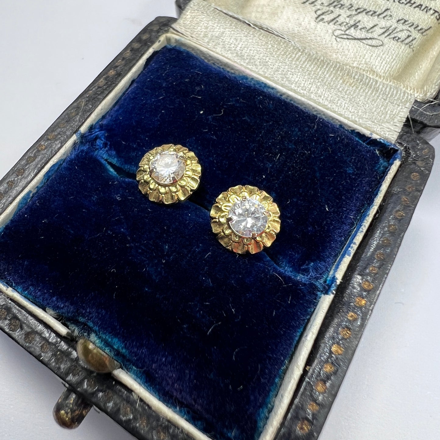 Tiny Vintage Paste 9CT Gold Hinge-back Stud Earrings