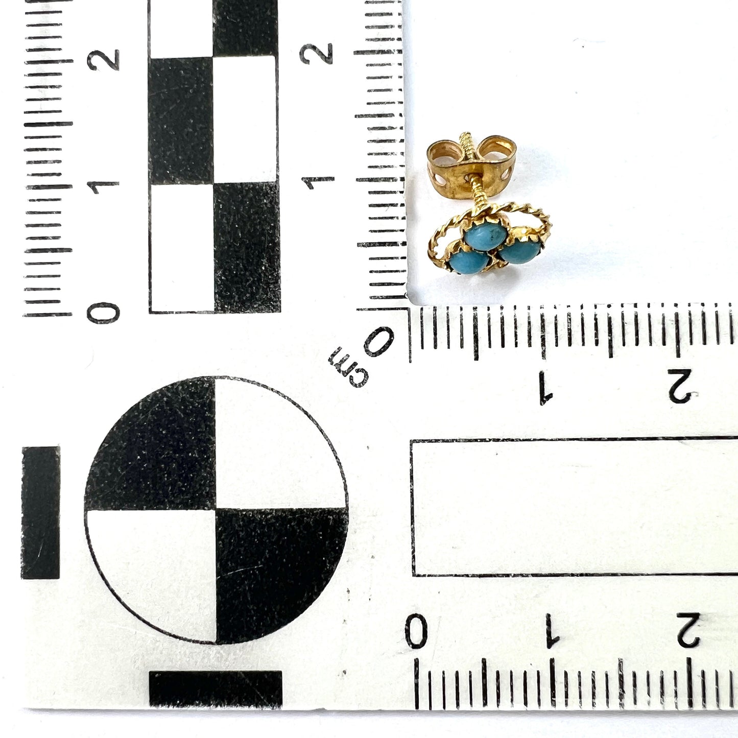 Vintage 18CT Gold Turquoise Trefoil Stud Earrings