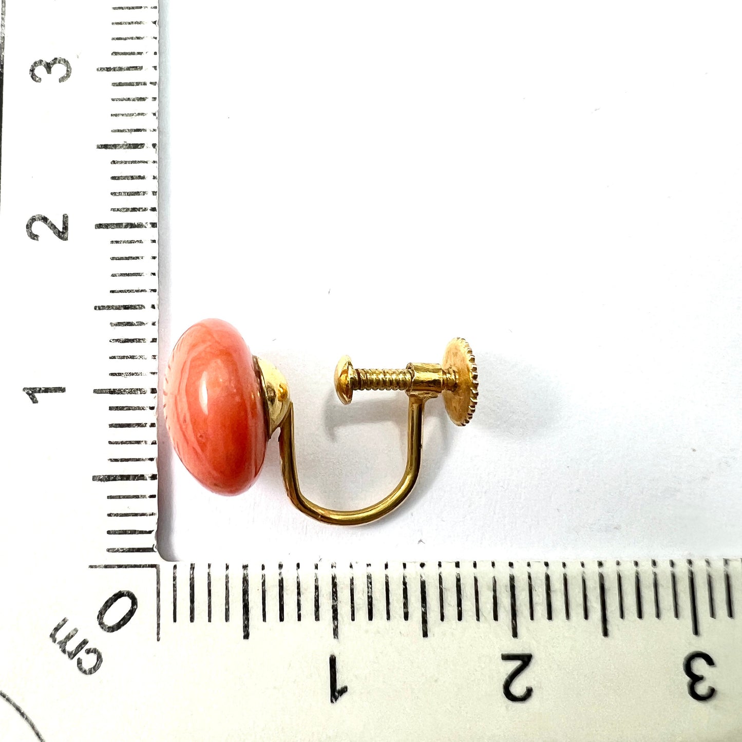 Antique 9CT Gold Coral Screwback Earrings