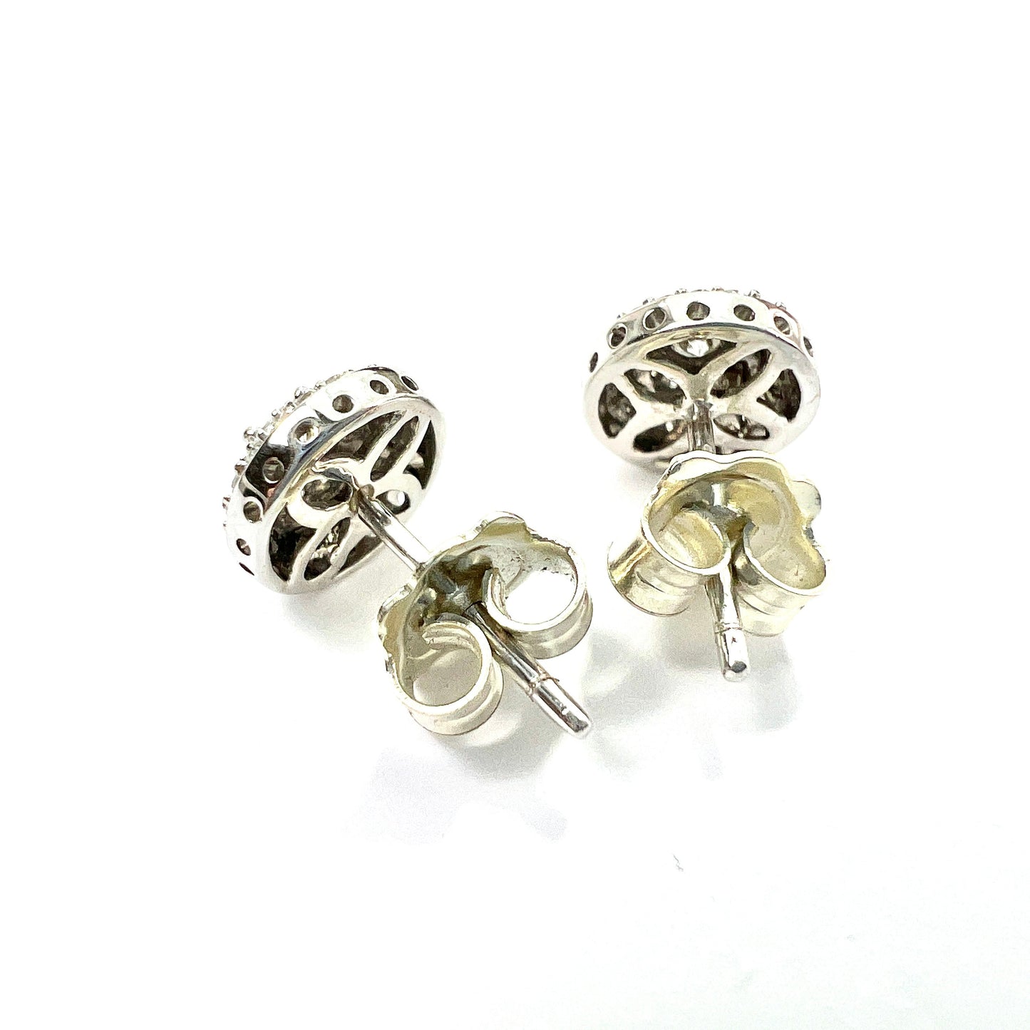 Vintage Diamond 9CT White Gold Target Stud Earrings