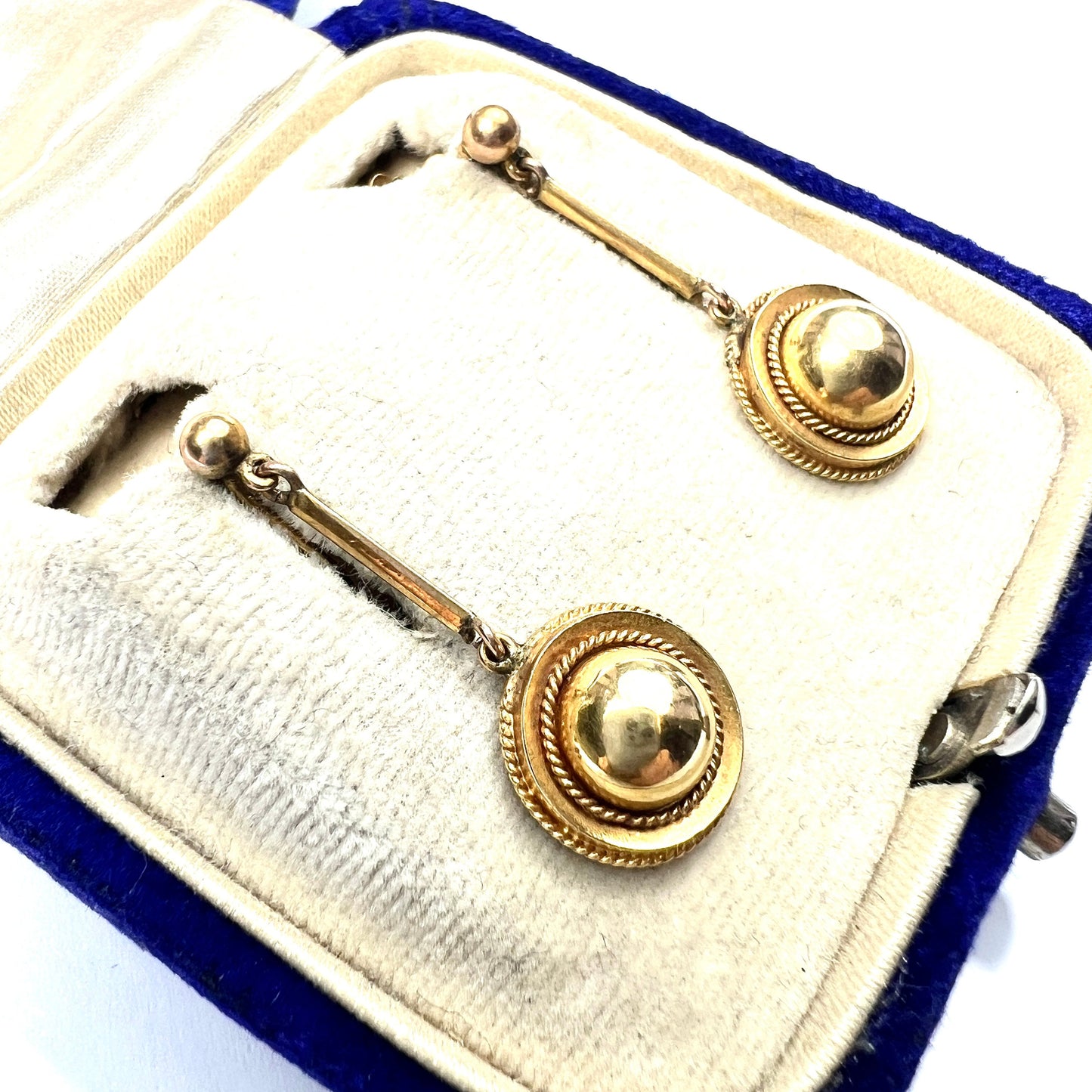 Victorian Gold Dome Drop Screwback Earrings