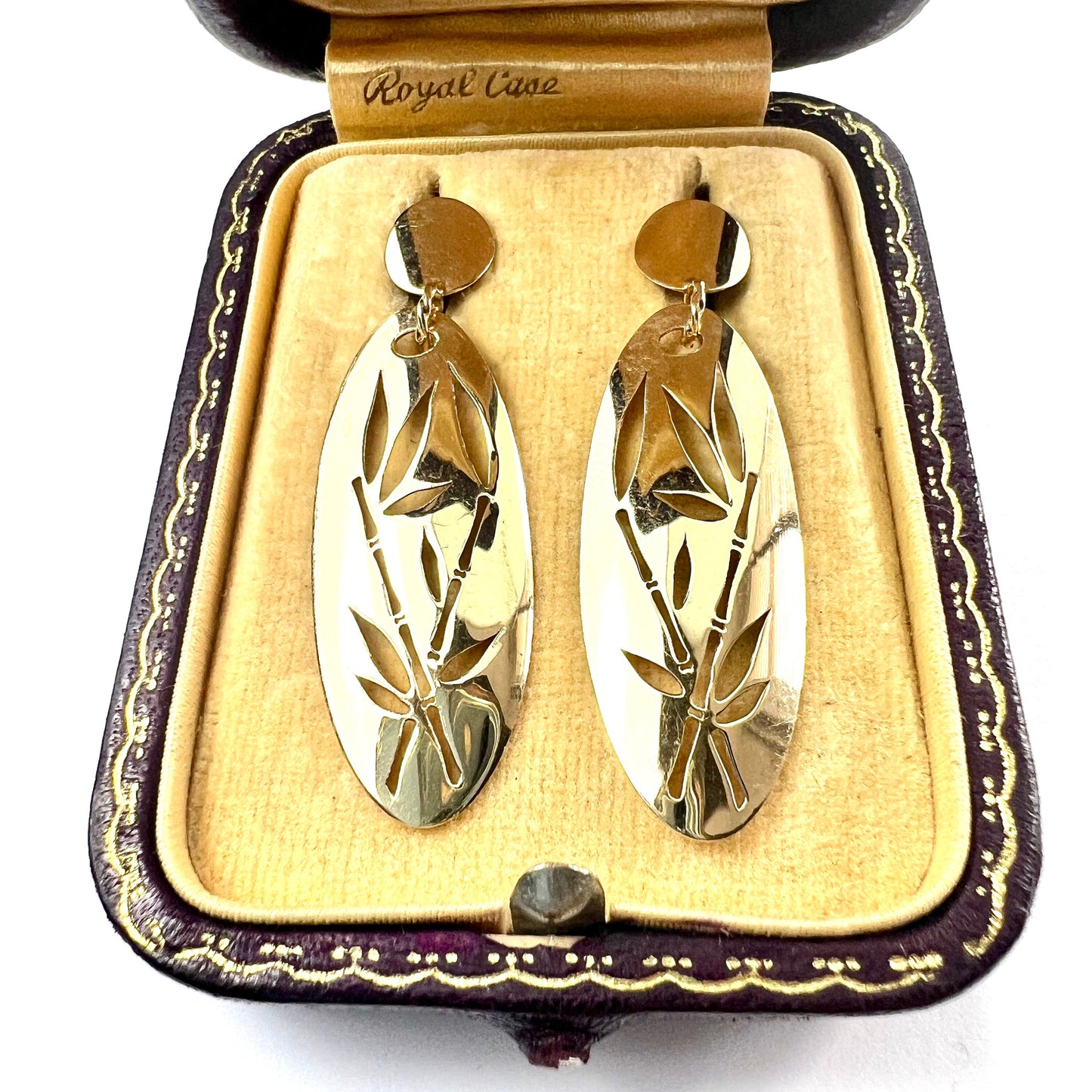 Vintage 9CT Gold Bamboo Cutout Earrings