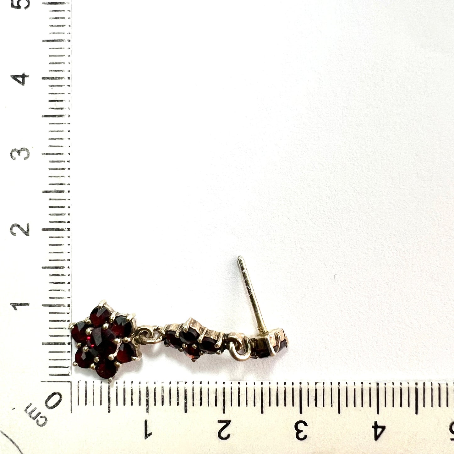 Vintage Bohemian Garnet Flower Cluster Drop Earrings