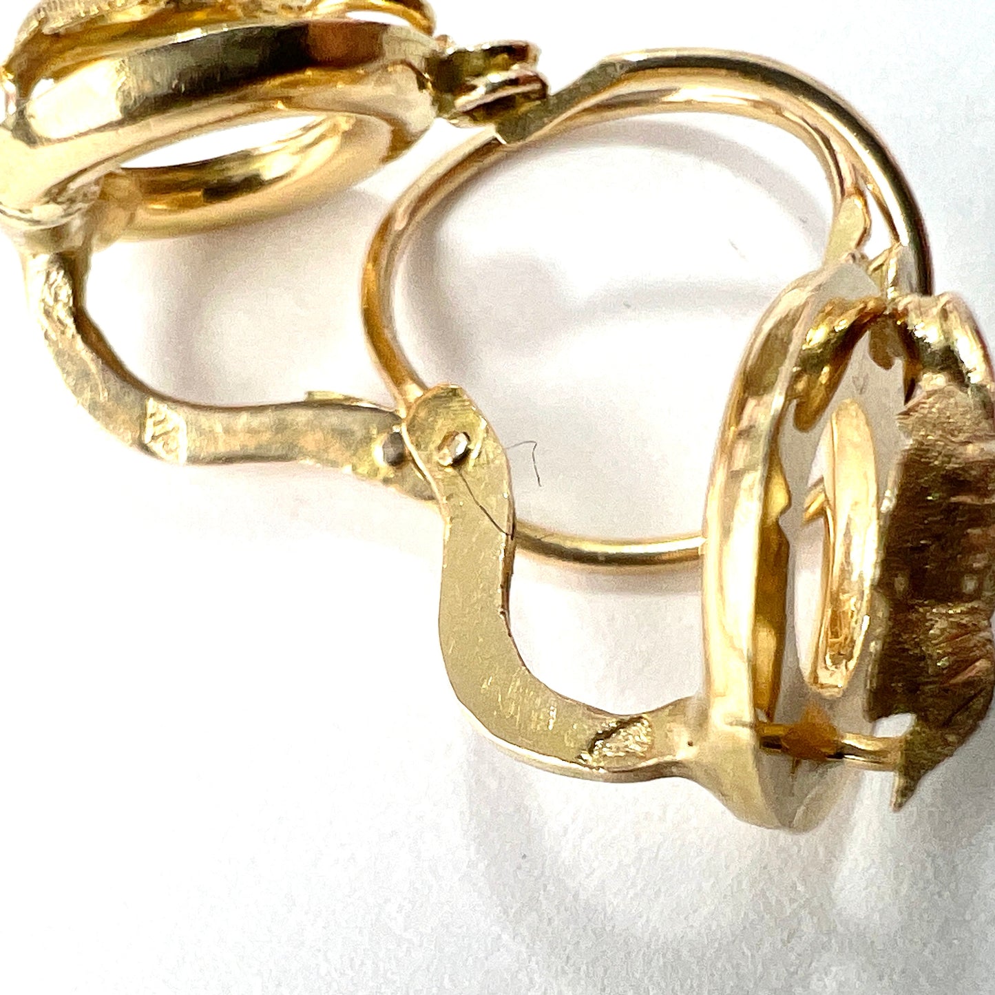 Victorian Art Nouveau 18CT Gold Vine Leaf Dormeuse Earrings