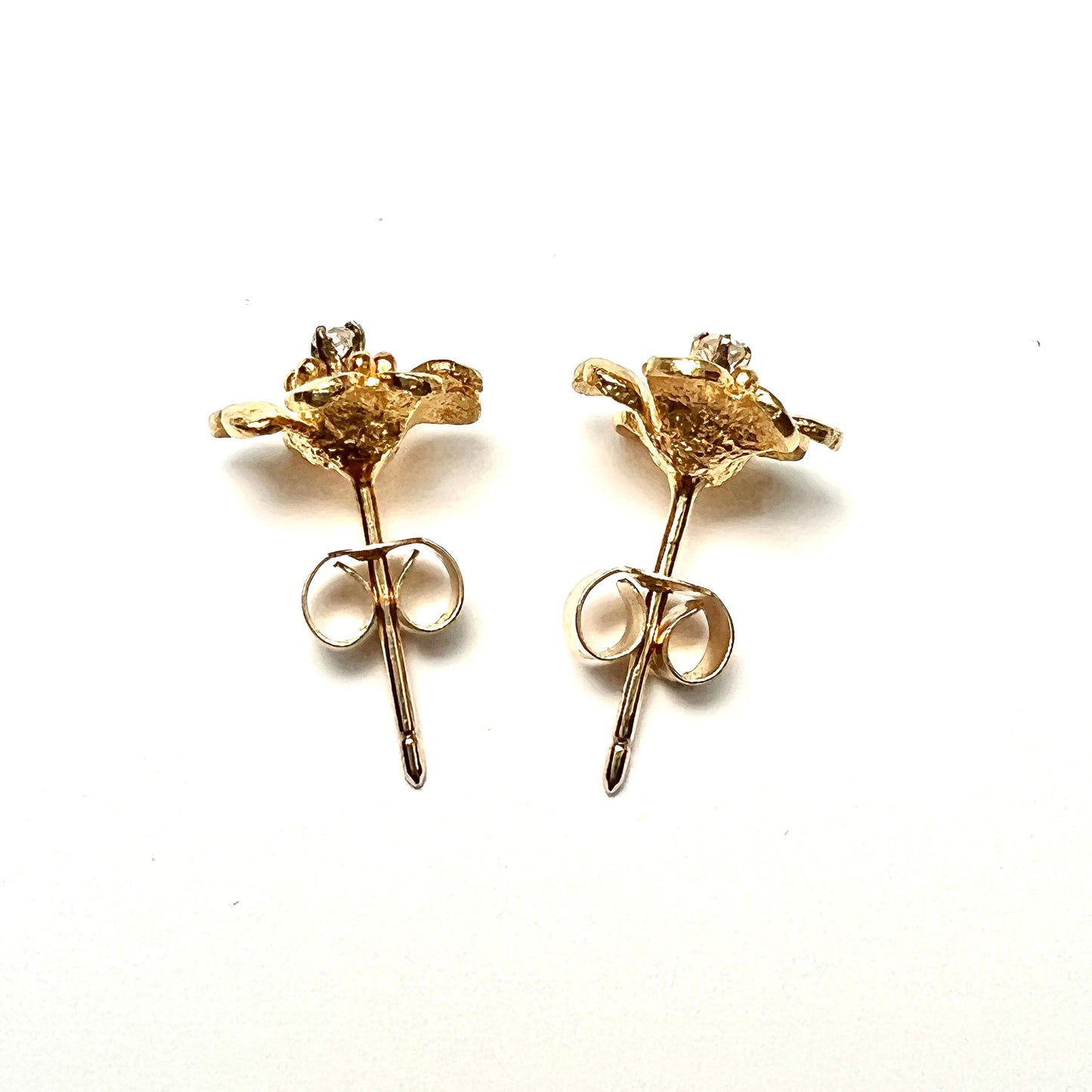 Vintage Diamond Flower Stud Earrings in 9CT Gold