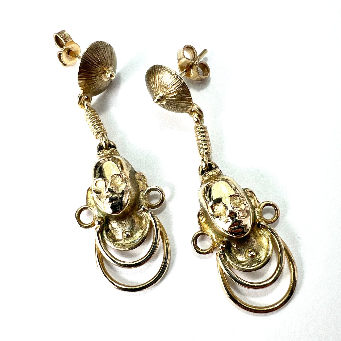 Vintage 9CT Gold Tribal Face Earrings