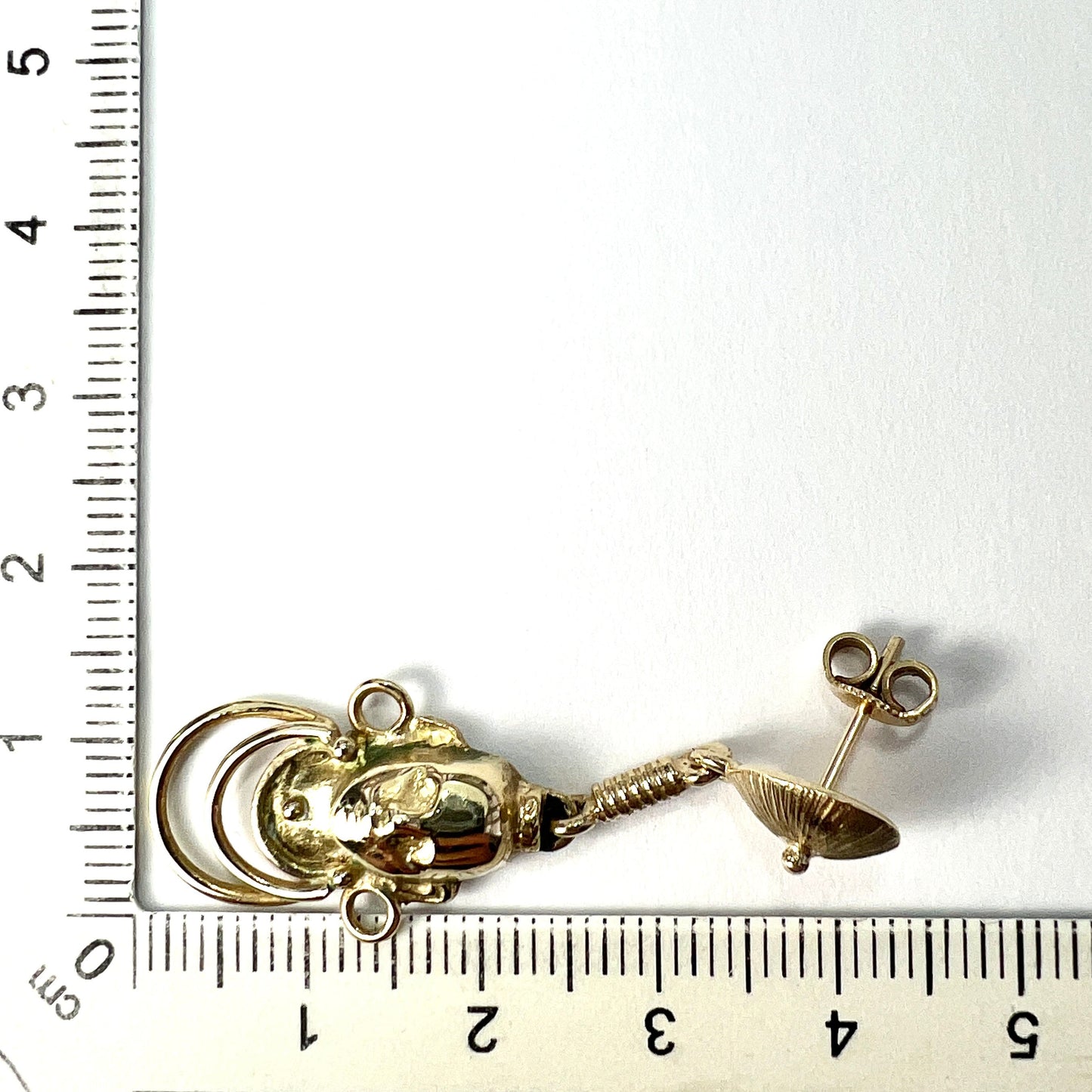 Vintage 9CT Gold Tribal Face Earrings