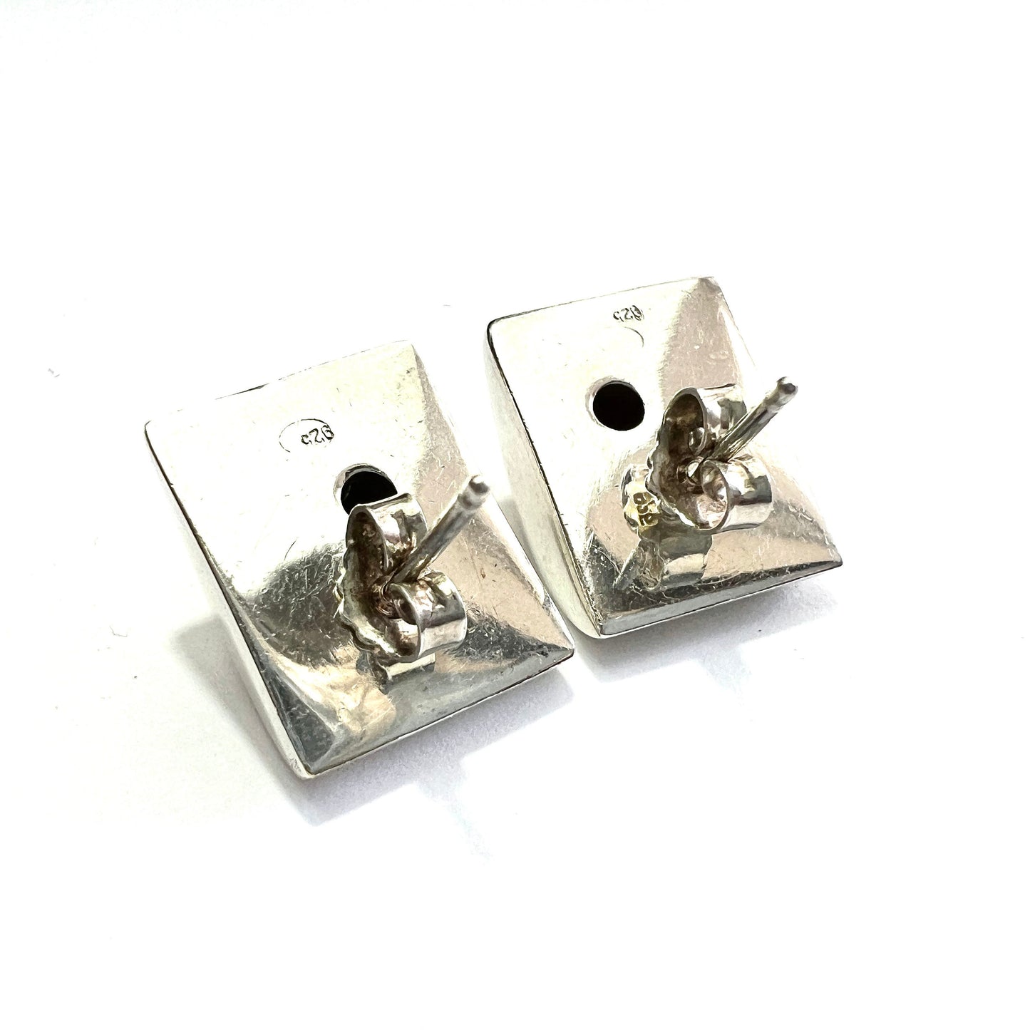 Vintage Gold and Silver Modernist Garnet Earrings