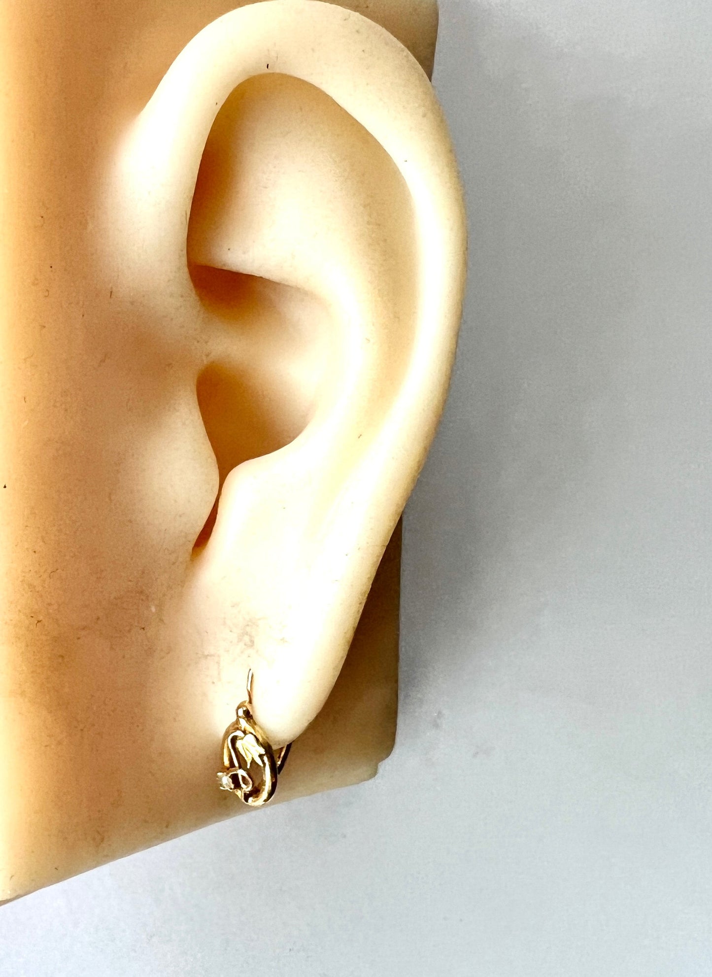 Victorian Art Nouveau 9CT Gold Pearl Flower Dormeuse Earrings