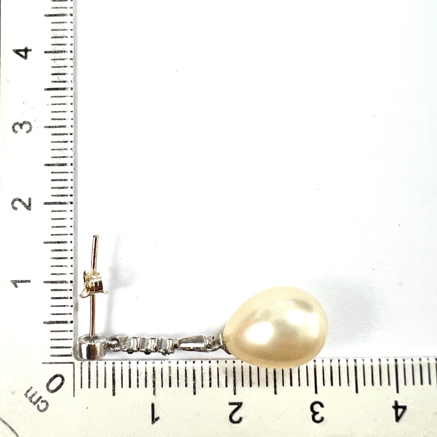 Edwardian Gold and Silver Faux Pearl Drop Earrings