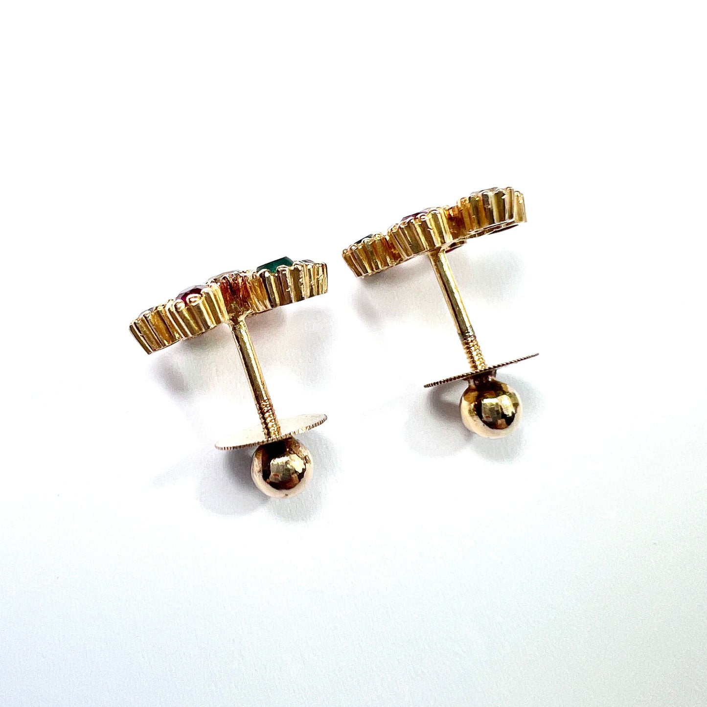 Vintage 18CT Gold Gemstone Sputnik Earrings