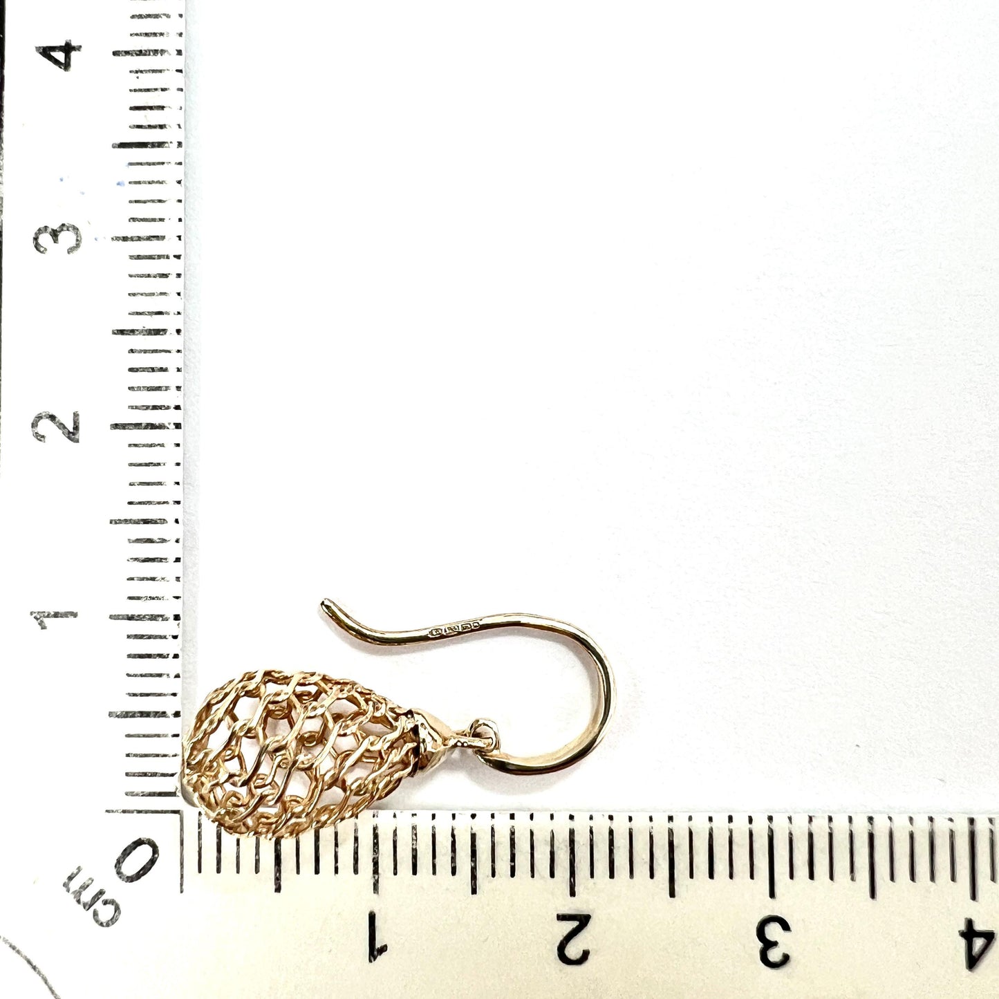 Vintage 9CT Gold Woven Mesh Teardrop Earrings