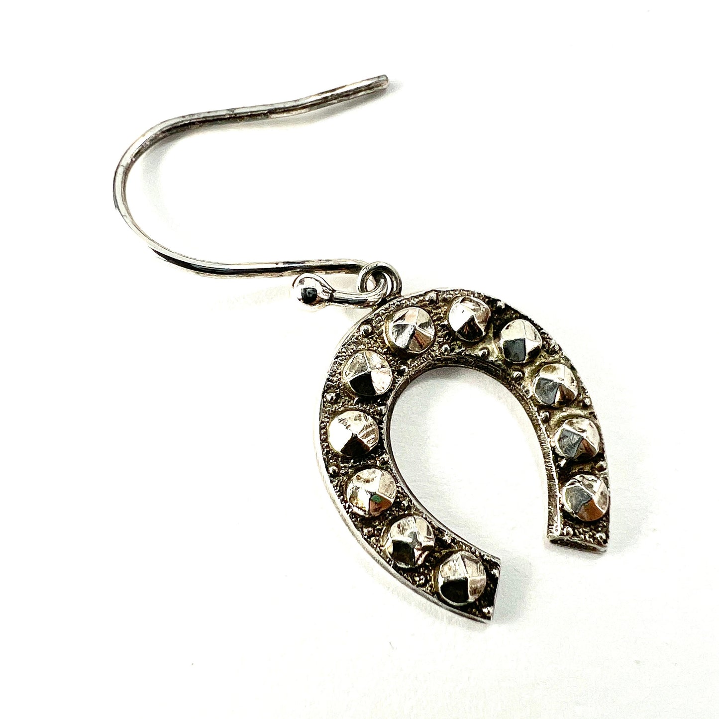 Single Earring • Victorian Silver Studded Lucky Horseshoe
