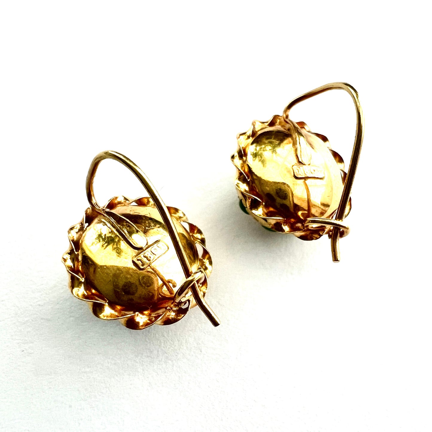 Victorian 18CT Gold Turquoise Cluster Dome Earrings