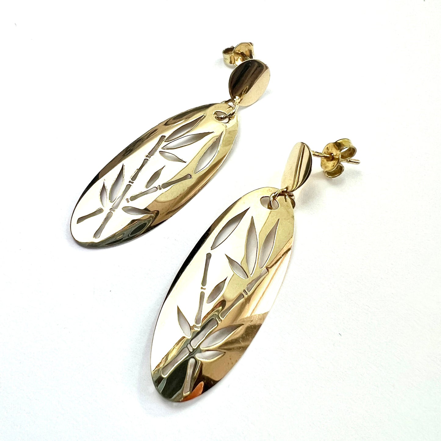 Vintage 9CT Gold Bamboo Cutout Earrings