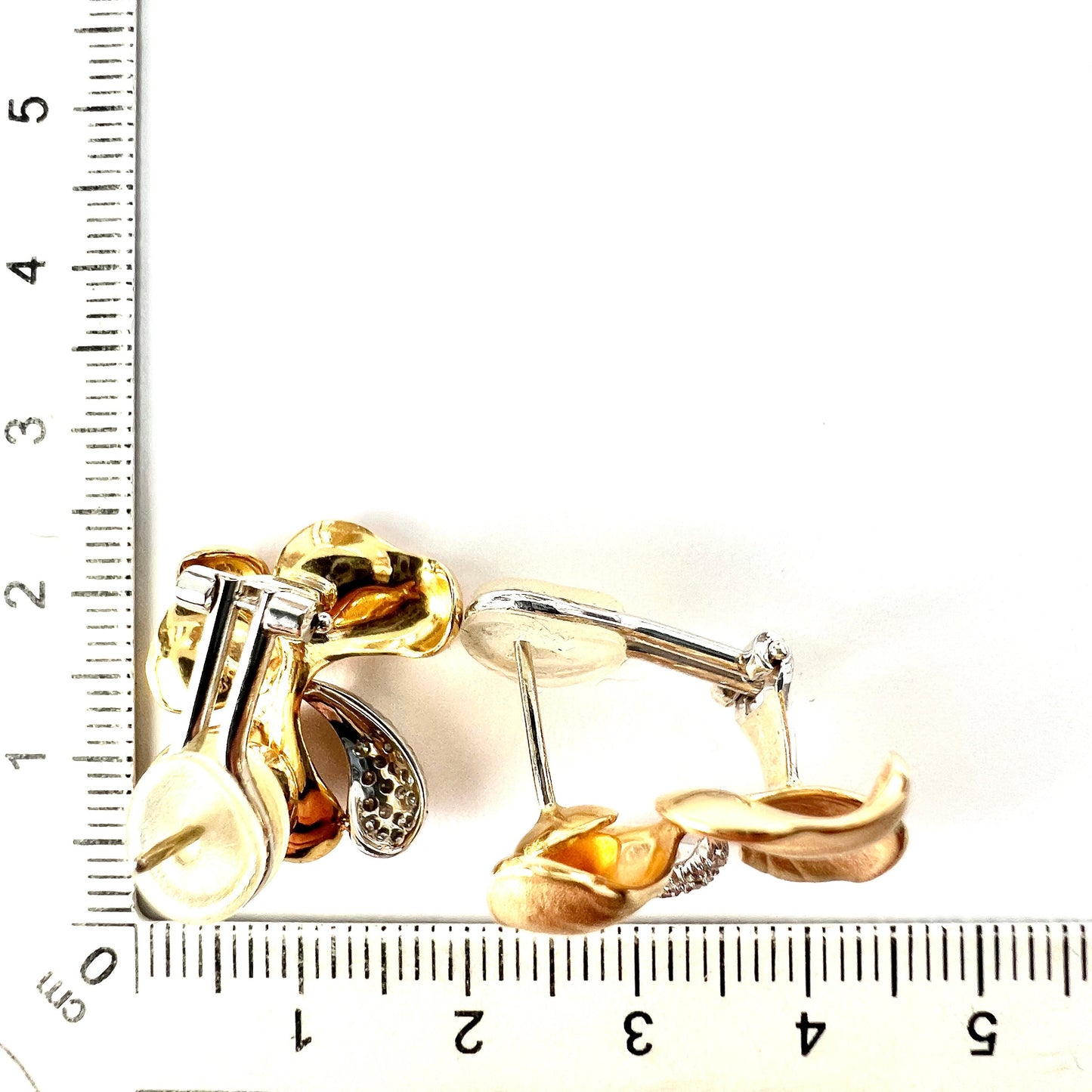 Vintage 18CT Gold Diamond Clover Earrings by Annamaria Cammilli