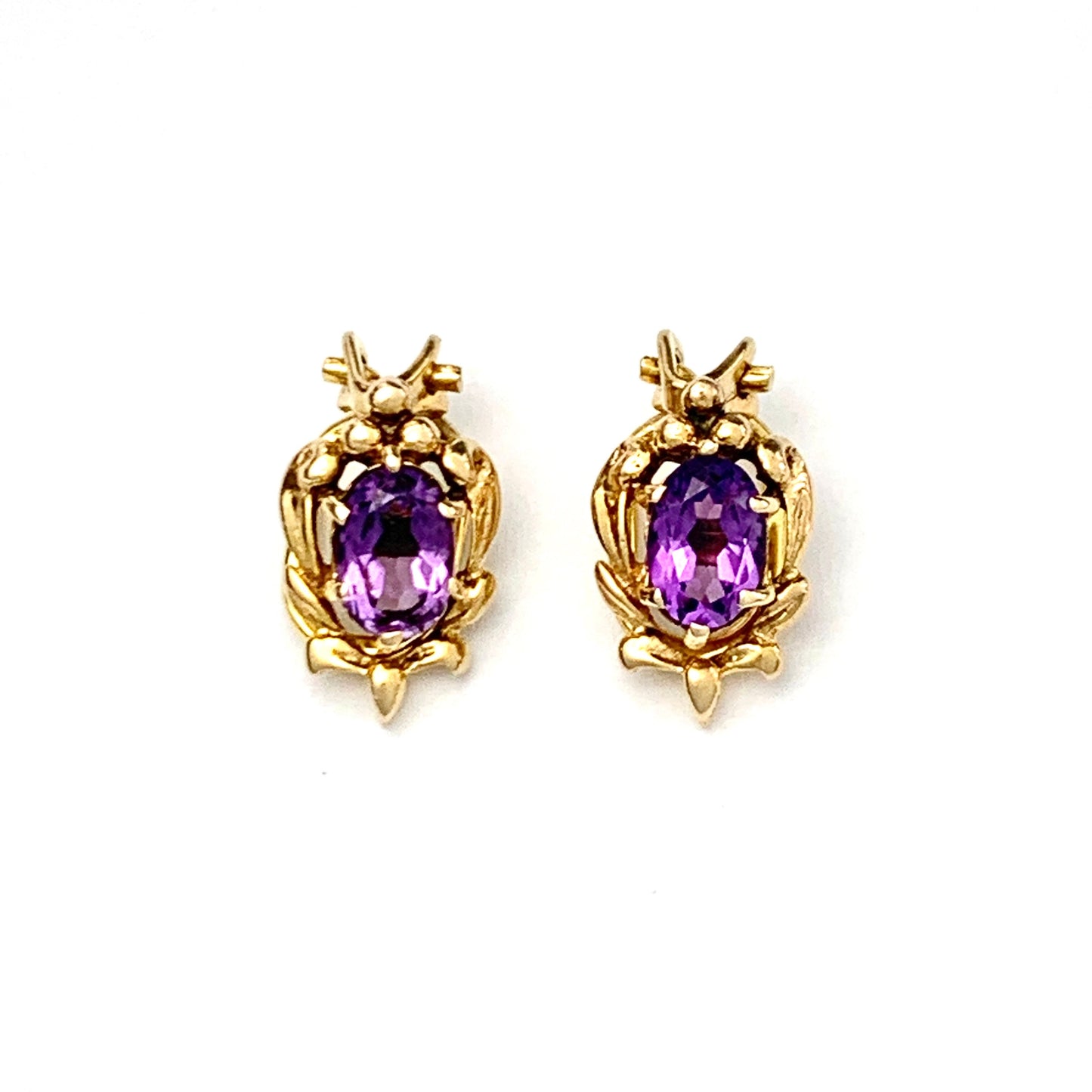 Vintage 9CT Gold Amethyst Ear Clips