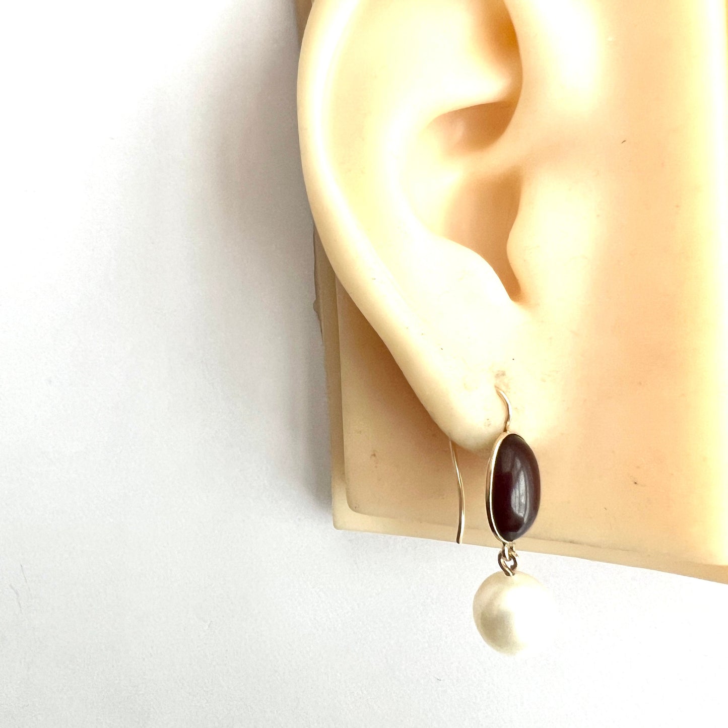 Victorian Garnet Pearl Drop Earrings in 9CT Gold