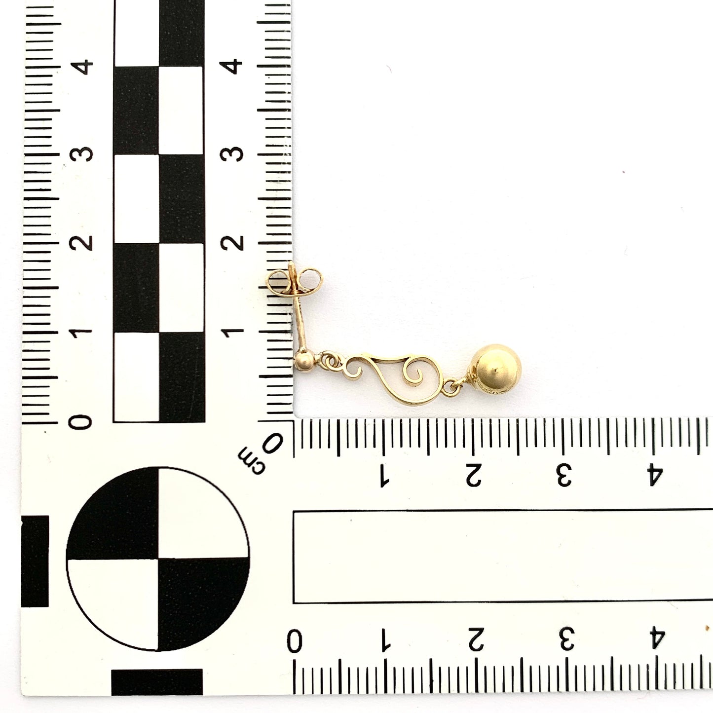 Vintage 9CT Gold Scroll and Ball Drop Earrings