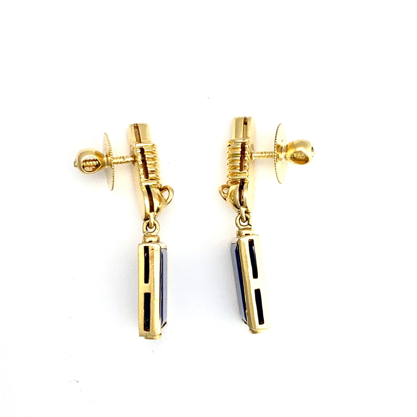 Rare Solid 18CT Gold Vintage Lapis Lazuli Earrings