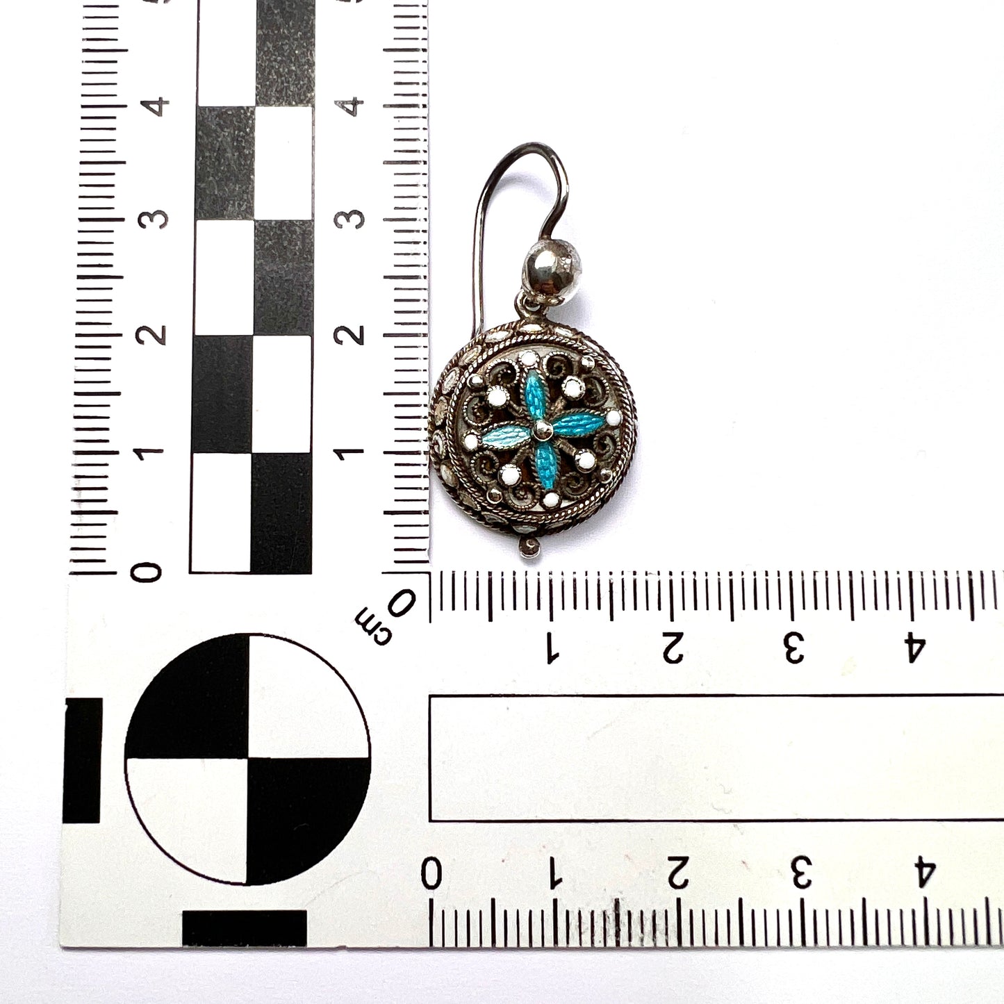 Art Nouveau Silver Filigree Turquoise Enamel Earrings
