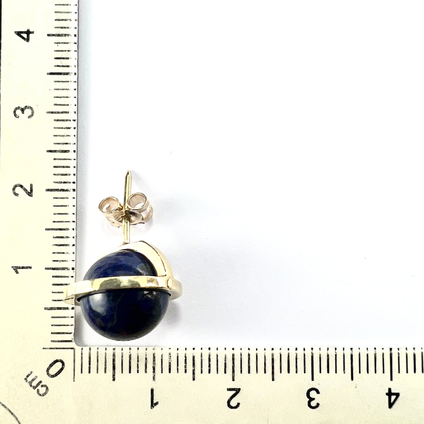 Modernist Lapis Lazuli Orb 14CT Gold Stud Earrings