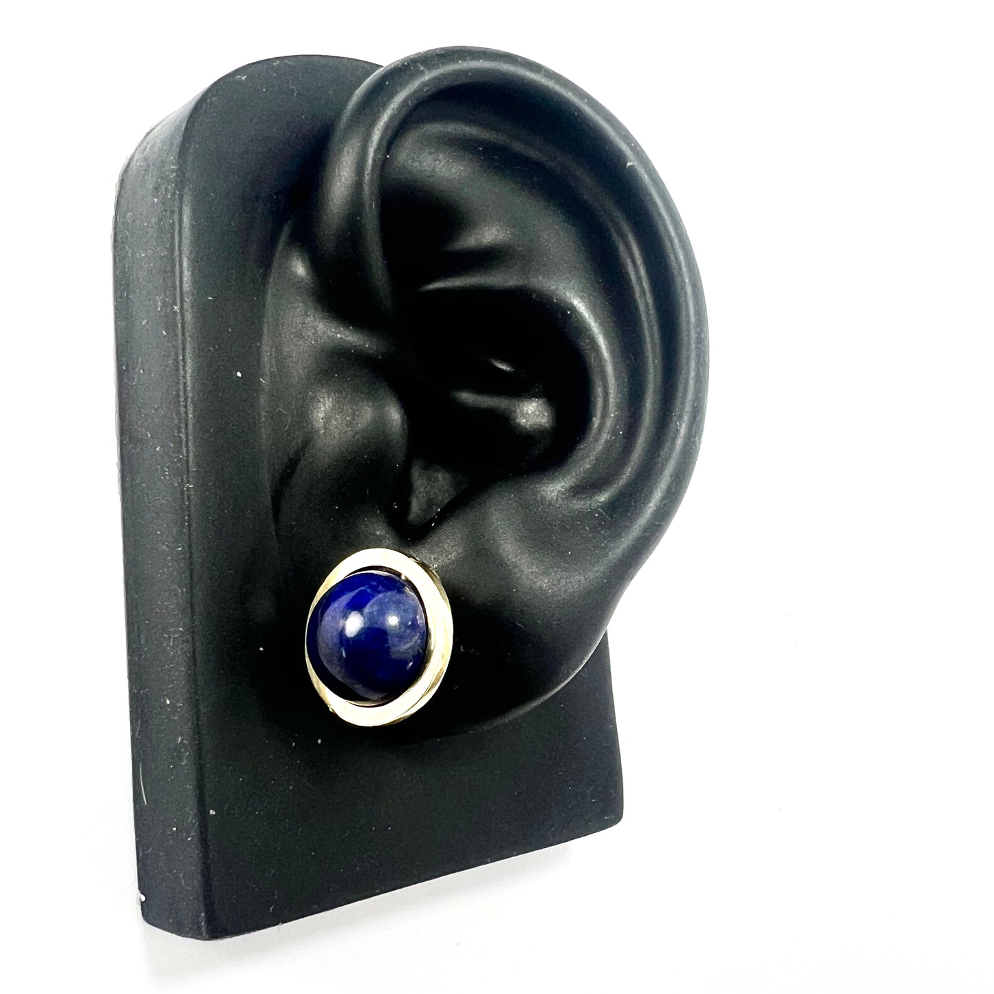Modernist Lapis Lazuli Orb 14CT Gold Stud Earrings