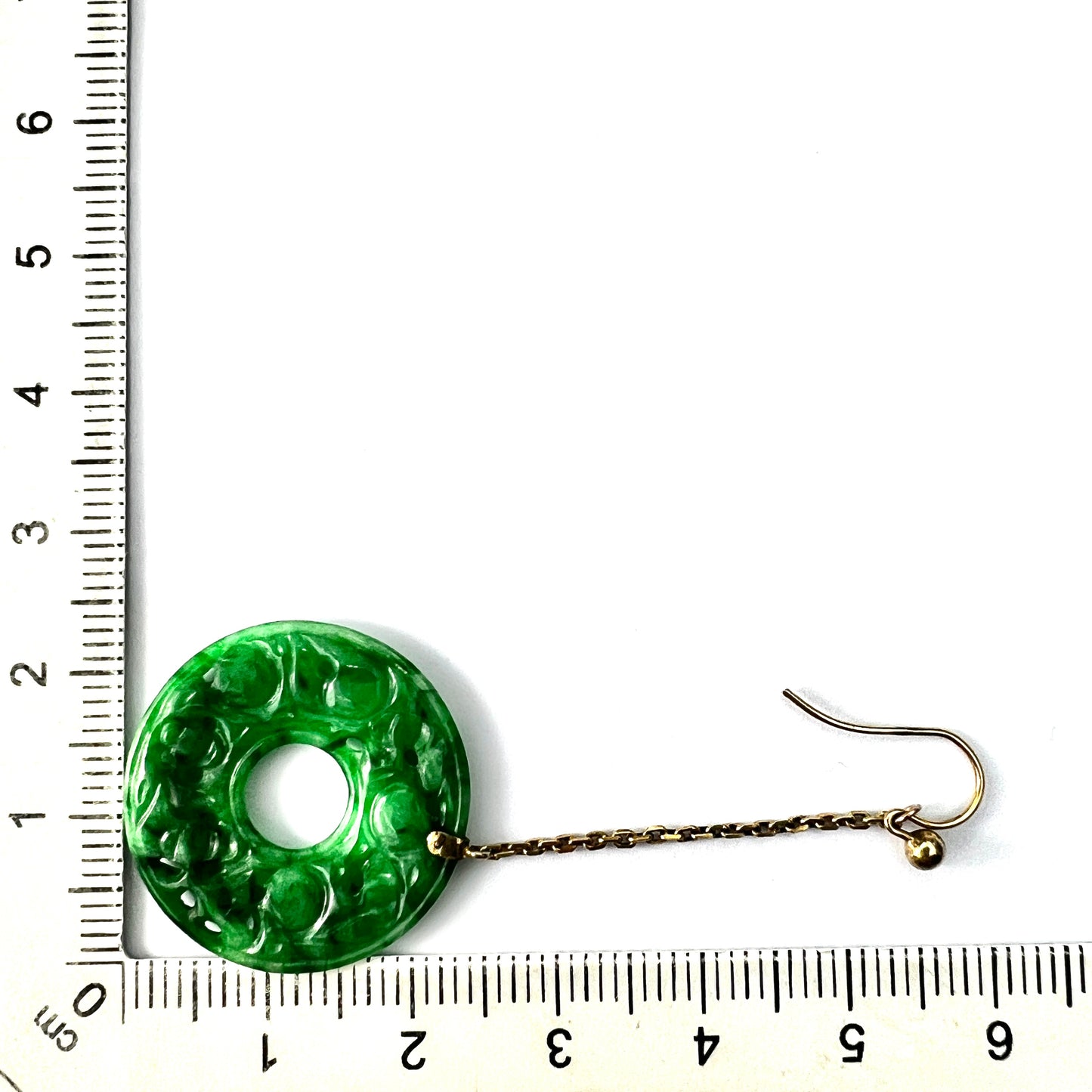 Edwardian Art Deco 9CT Gold Jade Chain Drop Earrings